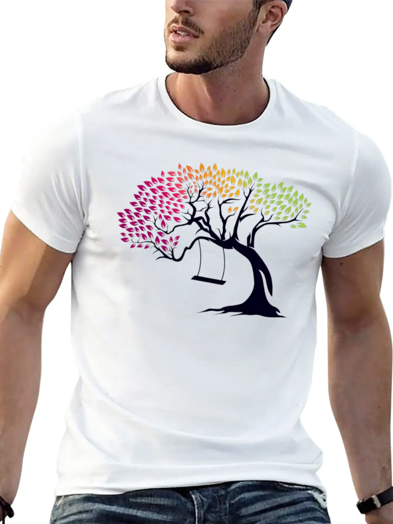 Digital Tree Comfortable Minimalist Graphic Tee – Summer Style Essential