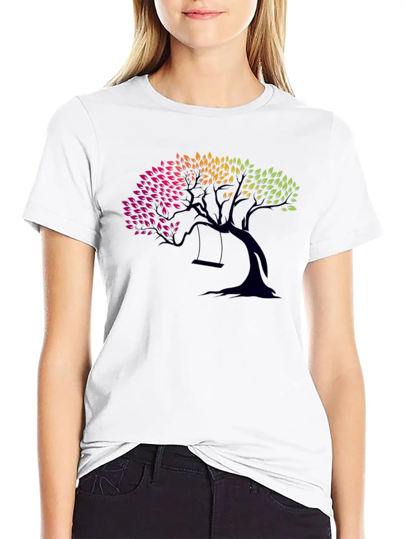 Digital Tree Comfortable Minimalist Graphic Tee – Summer Style Essential
