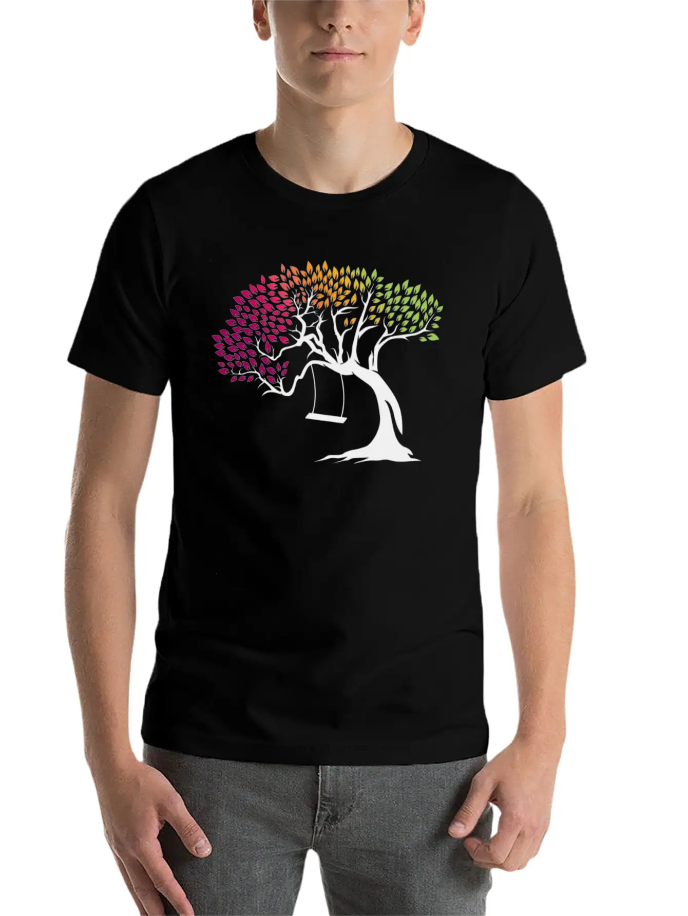 Digital Tree Comfortable Minimalist Graphic Tee – Summer Style Essential
