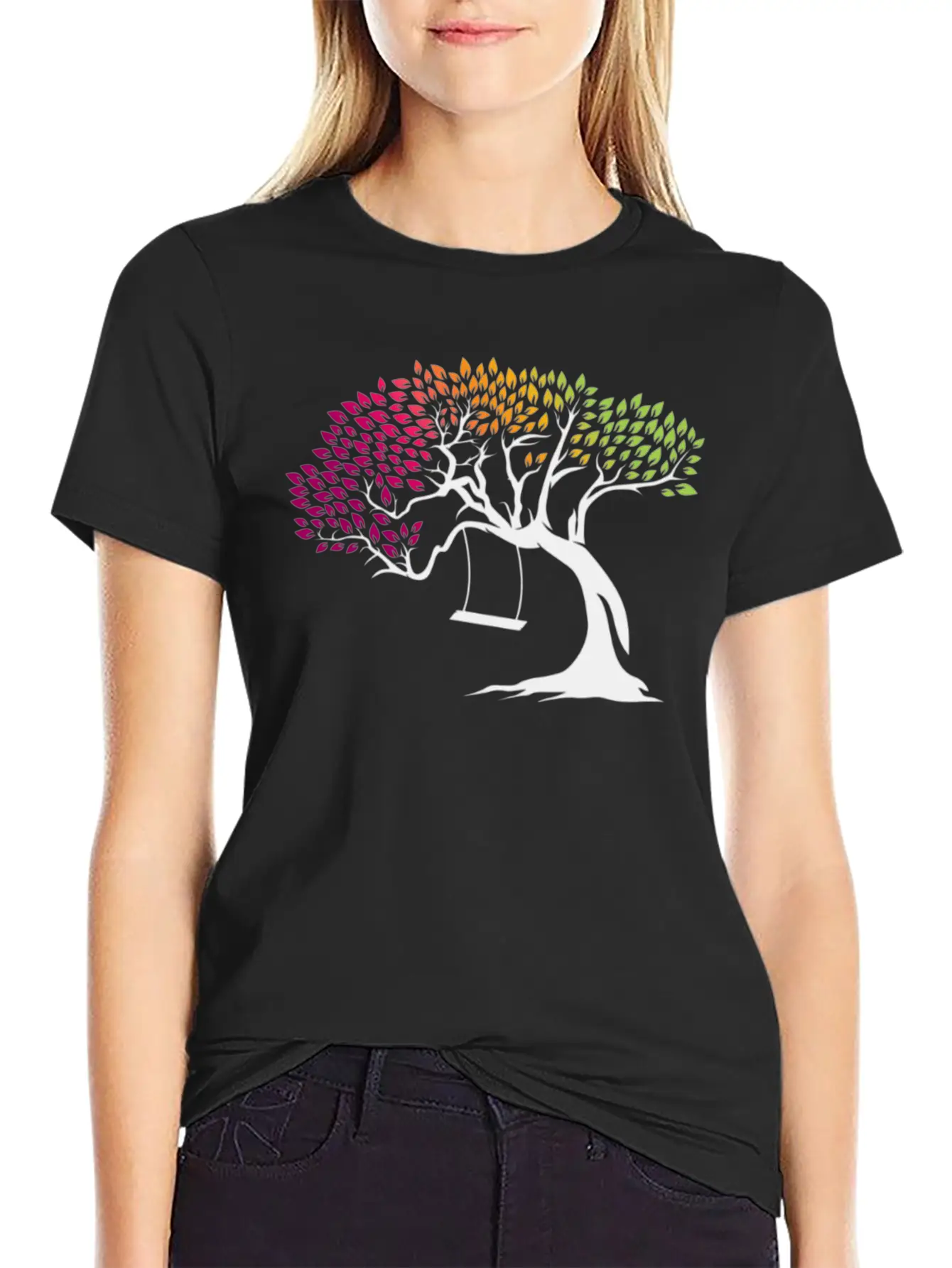 Digital Tree Comfortable Minimalist Graphic Tee – Summer Style Essential
