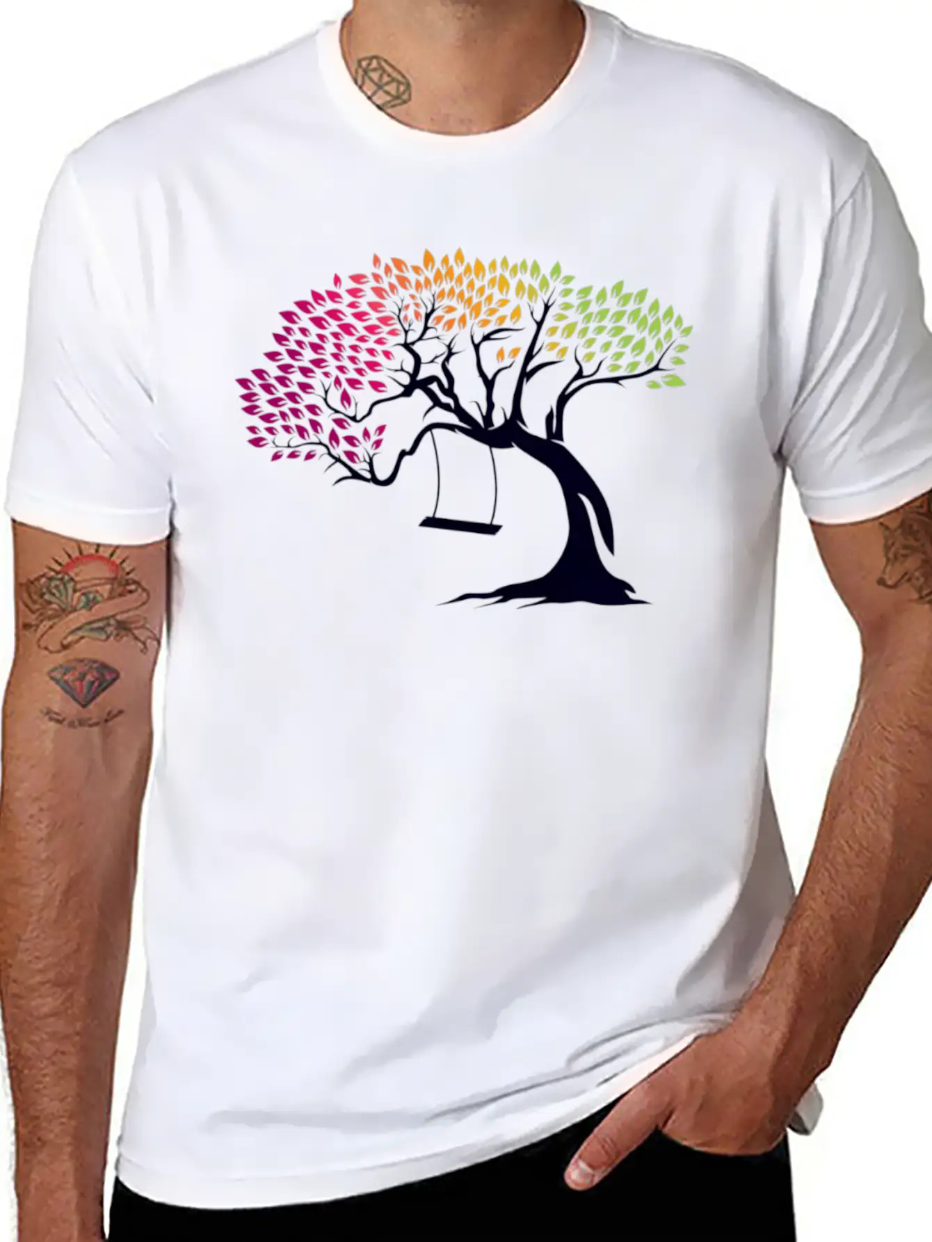 Digital Tree Comfortable Minimalist Graphic Tee – Summer Style Essential