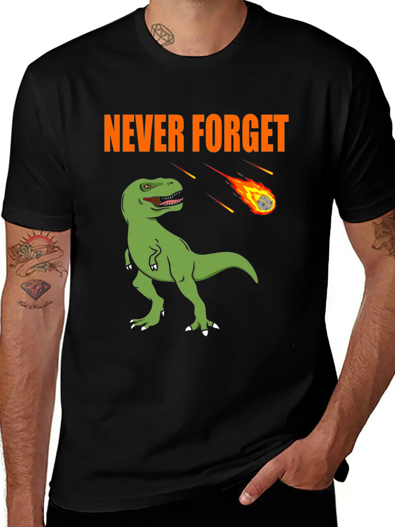 Dinosaurs Never Forget Pluto And Meteor Fun Meme Basic Graphic T-Shirt – Daily Comfort In Soft Cotton