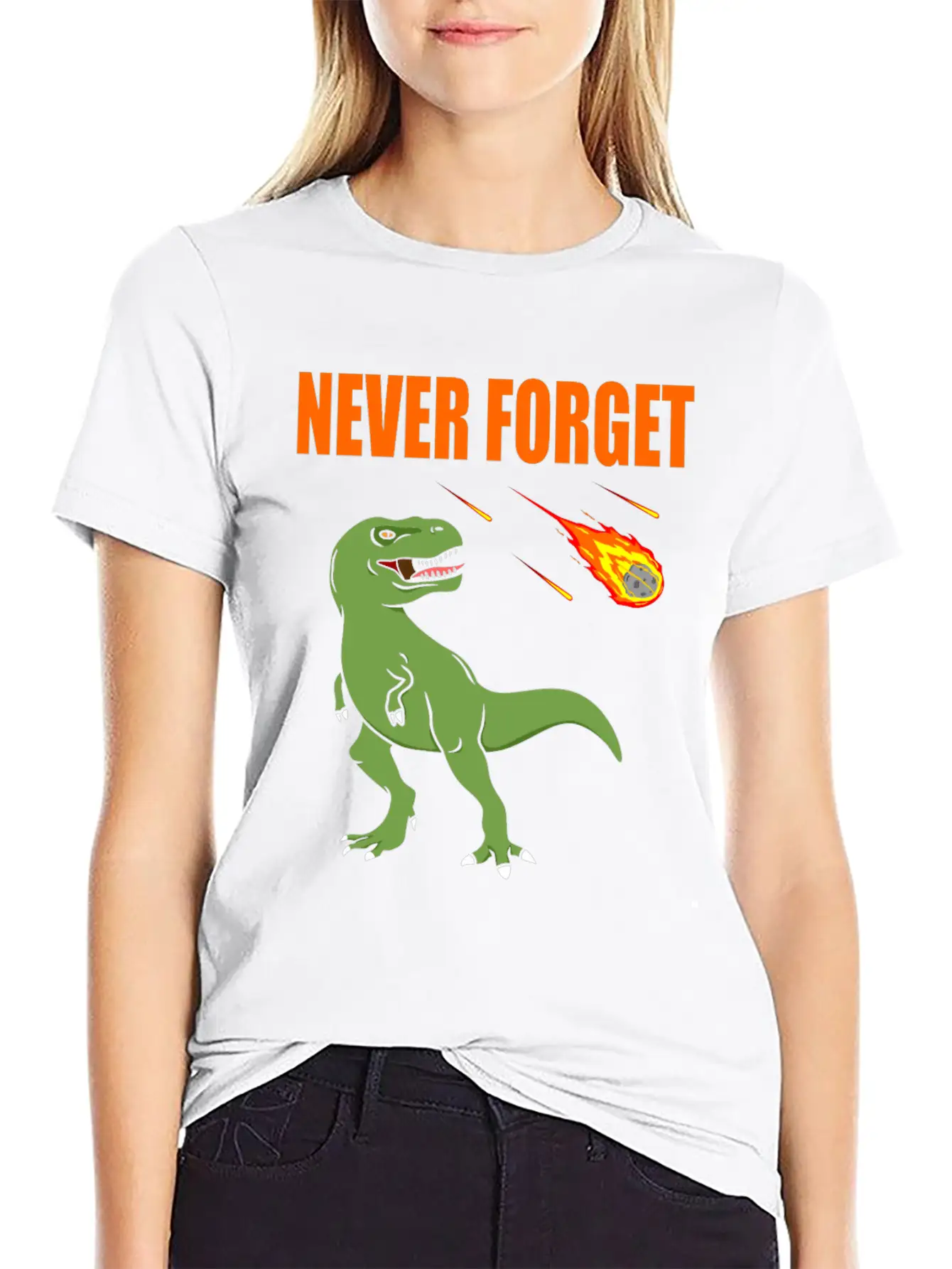 Dinosaurs Never Forget Pluto And Meteor Fun Meme Basic Graphic T-Shirt – Daily Comfort In Soft Cotton