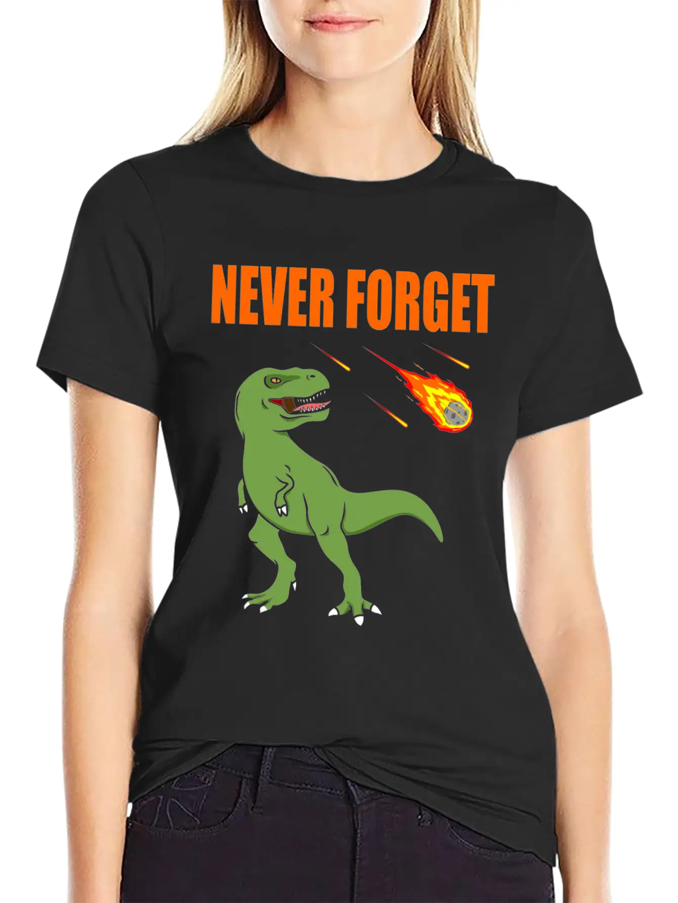 Dinosaurs Never Forget Pluto And Meteor Fun Meme Basic Graphic T-Shirt – Daily Comfort In Soft Cotton