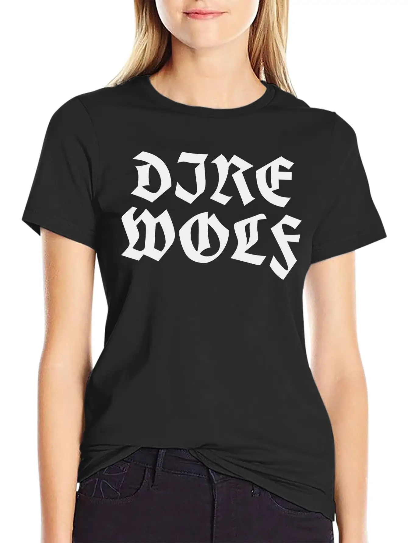 Direwolf Lettering Unisex Short Sleeve Soft Cotton T-Shirt – Casual Everyday Wear