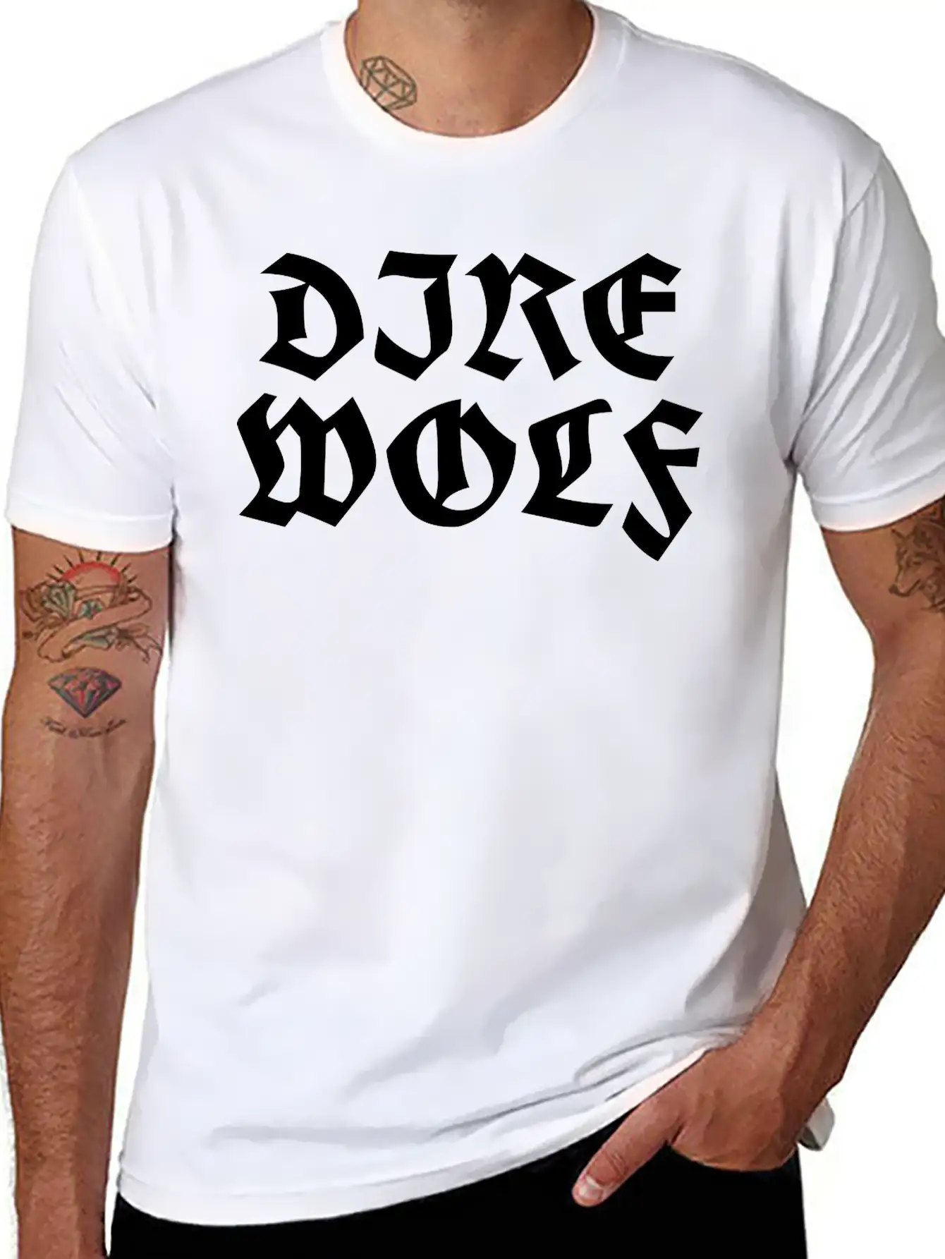 Direwolf Lettering Unisex Short Sleeve Soft Cotton T-Shirt – Casual Everyday Wear