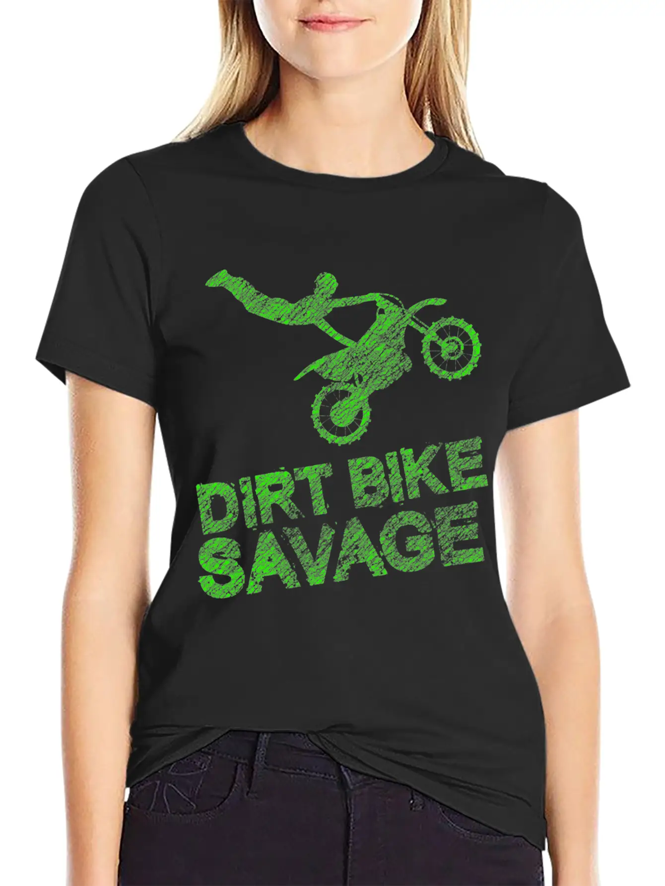 Dirt Bike Savage Motocross Distressed Youth Rider Stylish Everyday T-Shirt – Unisex Basic Cotton Tee