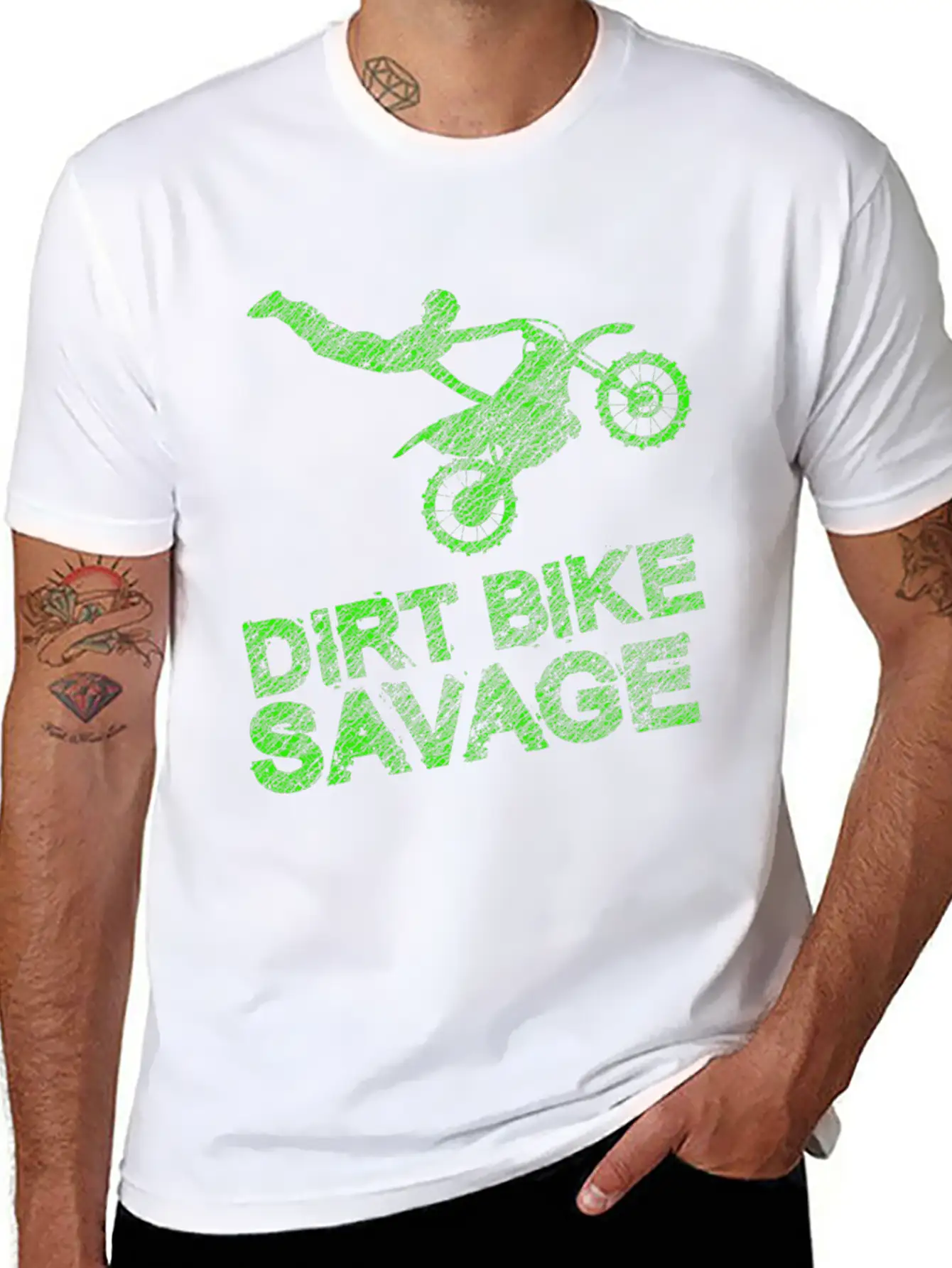 Dirt Bike Savage Motocross Distressed Youth Rider Stylish Everyday T-Shirt – Unisex Basic Cotton Tee