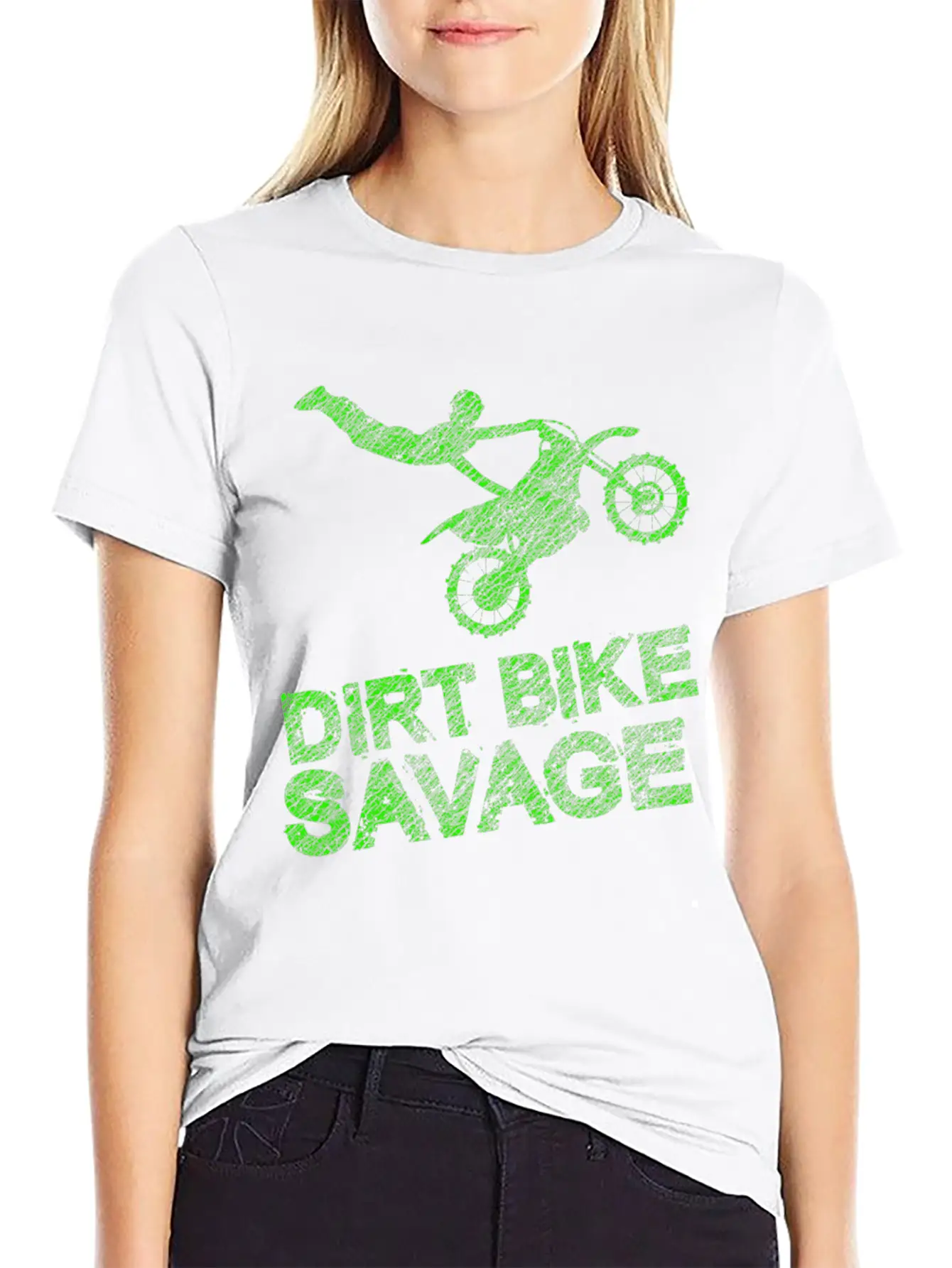 Dirt Bike Savage Motocross Distressed Youth Rider Stylish Everyday T-Shirt – Unisex Basic Cotton Tee