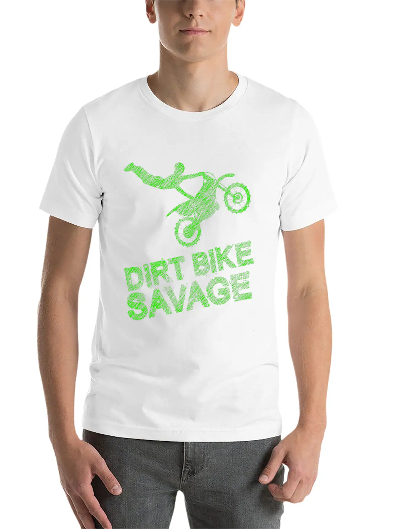 Dirt Bike Savage Motocross Distressed Youth Rider Stylish Everyday T-Shirt – Unisex Basic Cotton Tee