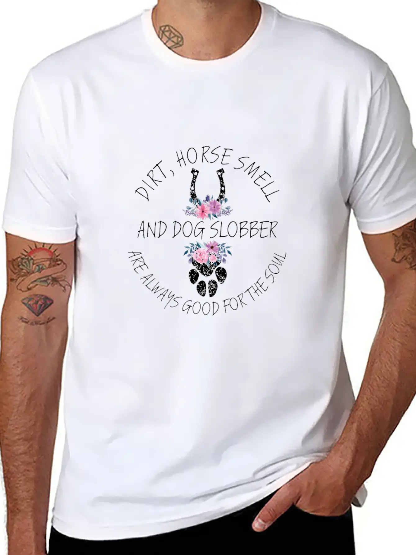 Dirt Horse Smell Dog Slobber Equestrian Horse Love Unisex Short Sleeve Soft Cotton T-Shirt – Casual Everyday Wear