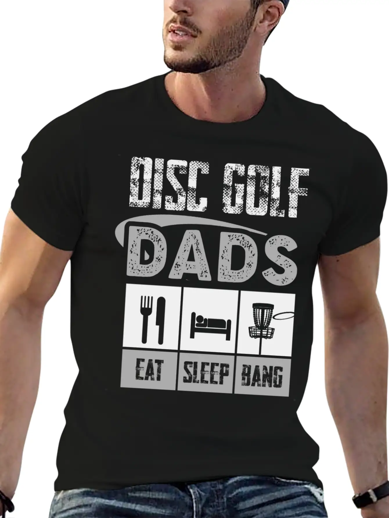 Disc Golf Dad Eat Sleep Bang Funny Frolf Gray Comfortable Minimalist Graphic Tee – Summer Style Essential