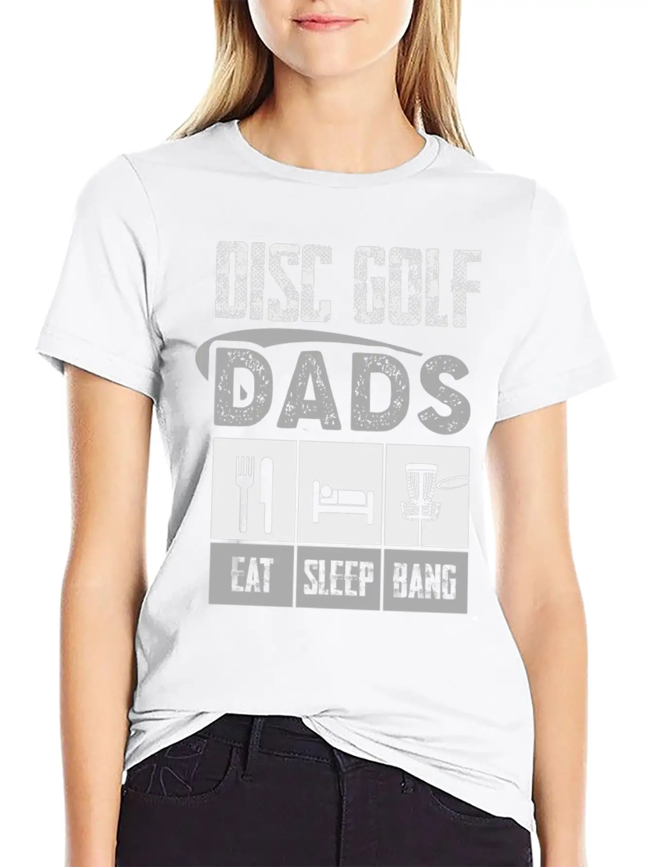 Disc Golf Dad Eat Sleep Bang Funny Frolf Gray Comfortable Minimalist Graphic Tee – Summer Style Essential