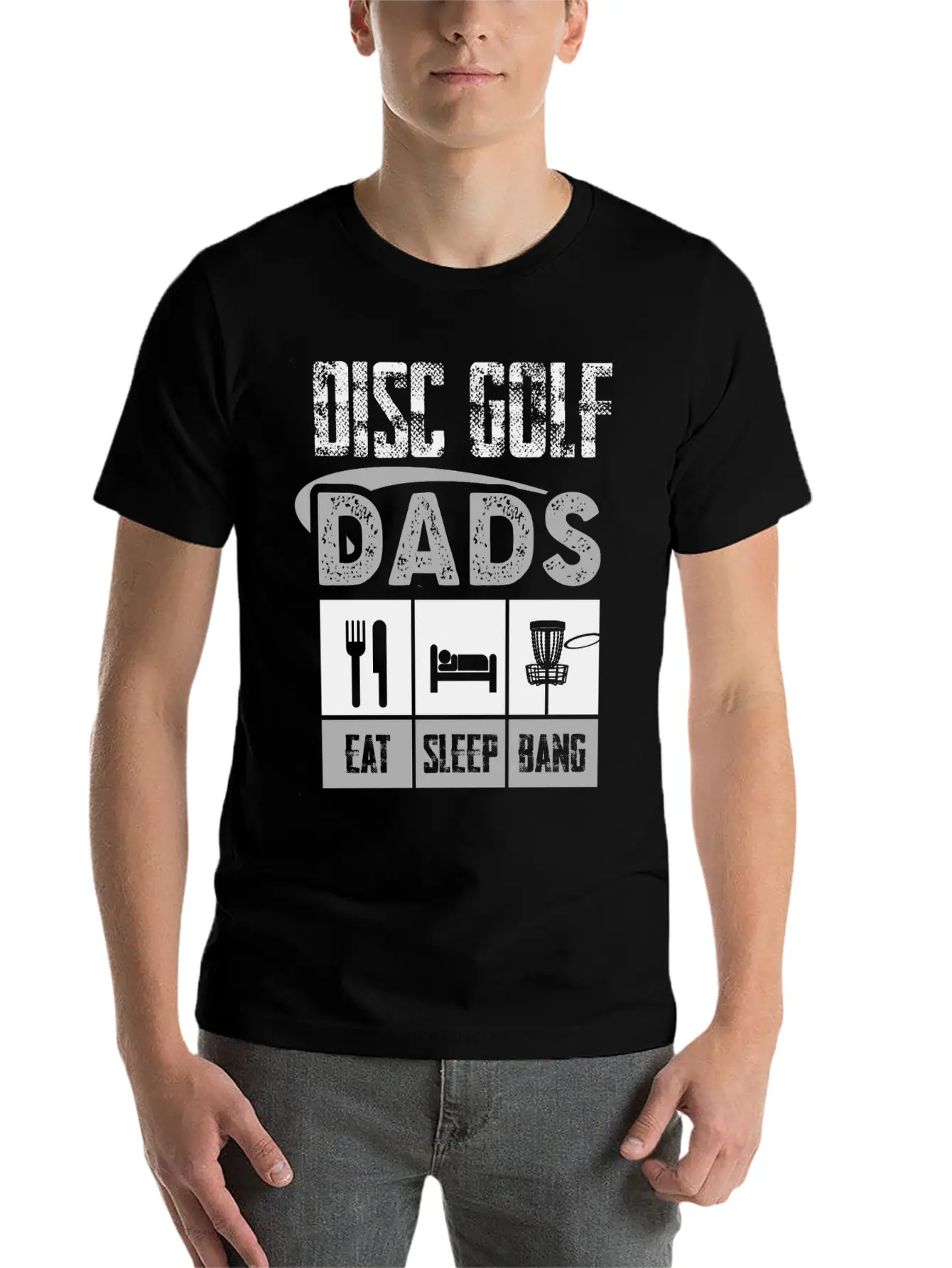 Disc Golf Dad Eat Sleep Bang Funny Frolf Gray Comfortable Minimalist Graphic Tee – Summer Style Essential