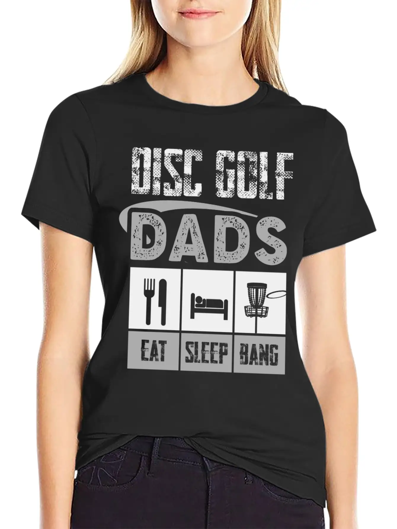 Disc Golf Dad Eat Sleep Bang Funny Frolf Gray Comfortable Minimalist Graphic Tee – Summer Style Essential