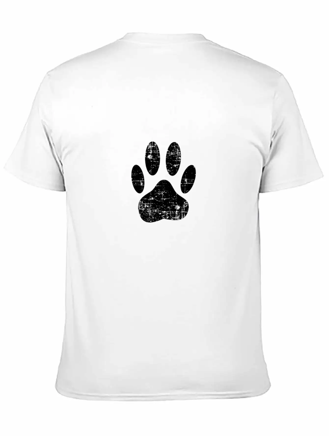 Distressed Dog Paw Print Unisex Short Sleeve Soft Cotton T-Shirt – Casual Everyday Wear