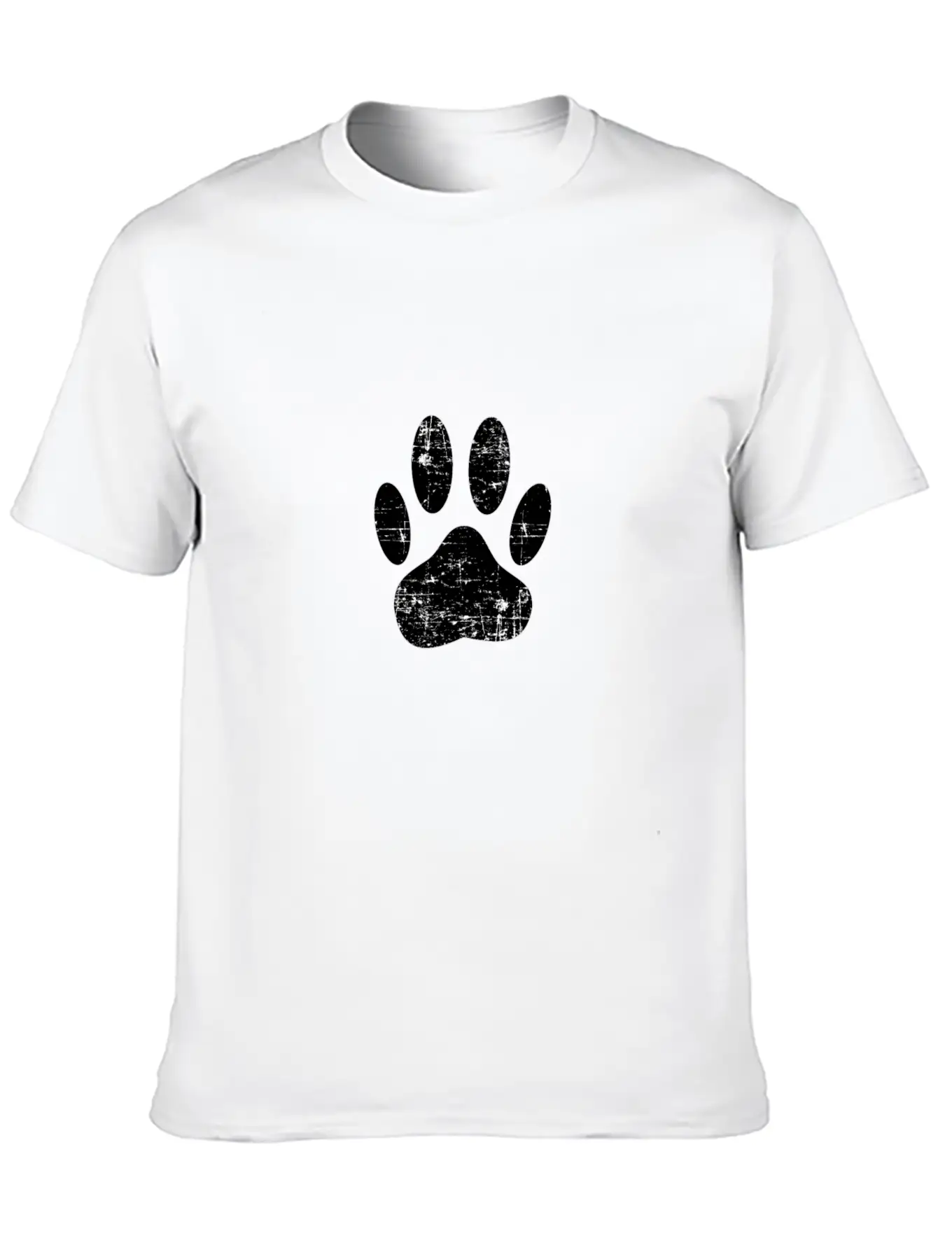Distressed Dog Paw Print Unisex Short Sleeve Soft Cotton T-Shirt – Casual Everyday Wear