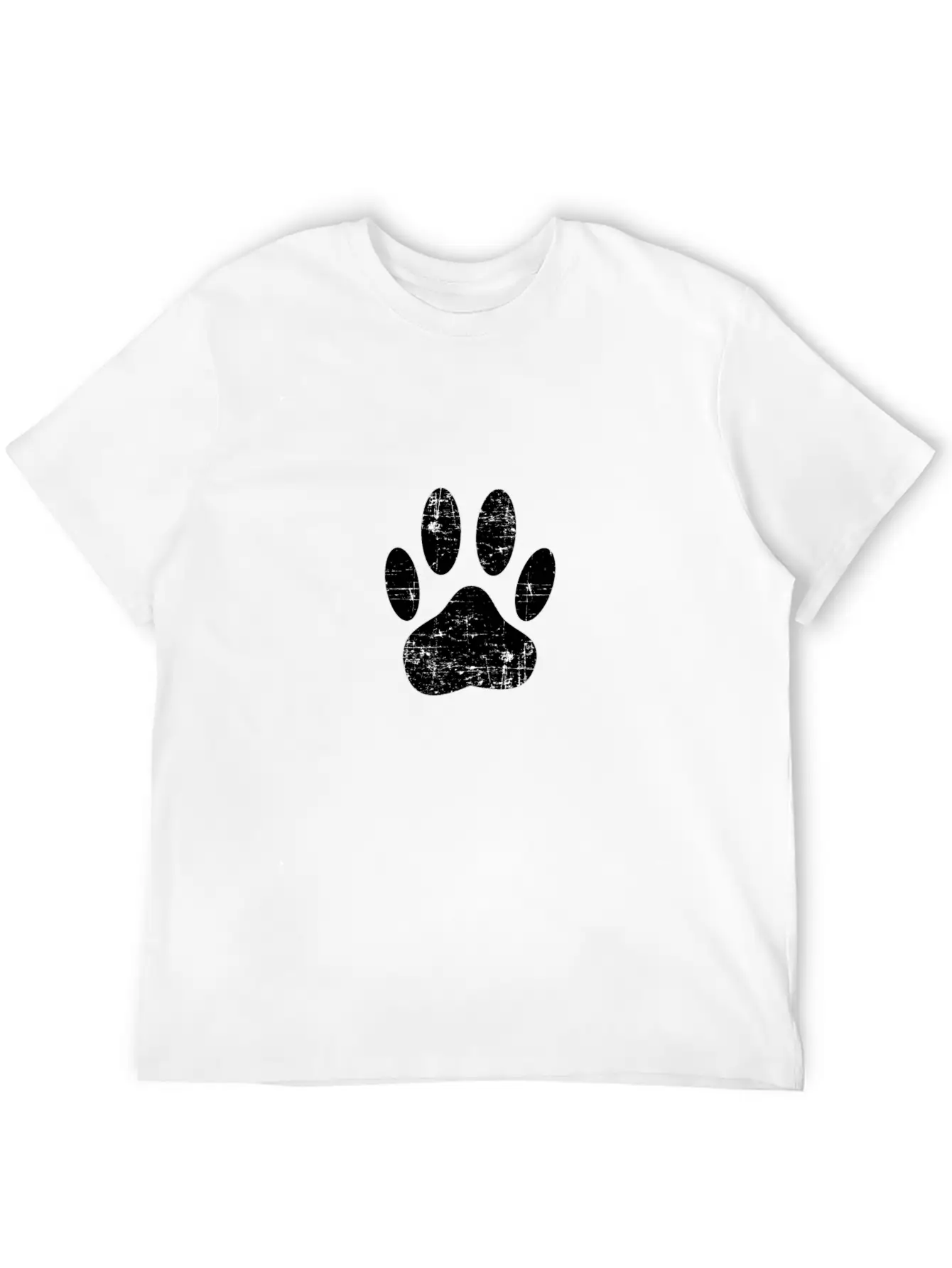 Distressed Dog Paw Print Unisex Short Sleeve Soft Cotton T-Shirt – Casual Everyday Wear
