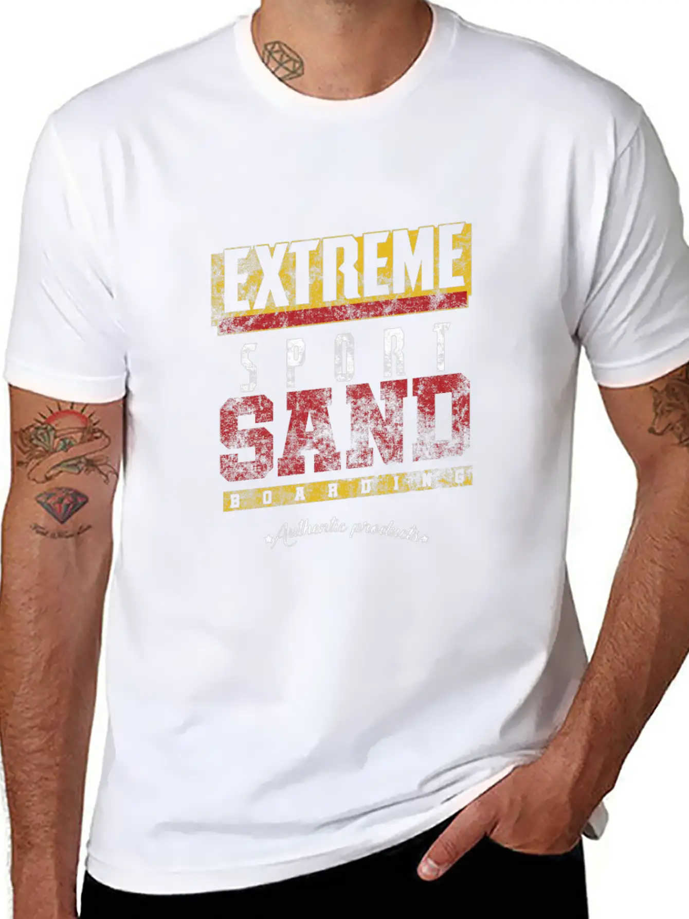Distressed Extreme Sports Sand Boarding Stylish Everyday T-Shirt – Unisex Basic Cotton Tee