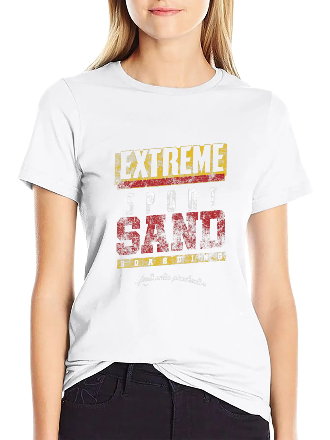 Distressed Extreme Sports Sand Boarding Stylish Everyday T-Shirt – Unisex Basic Cotton Tee