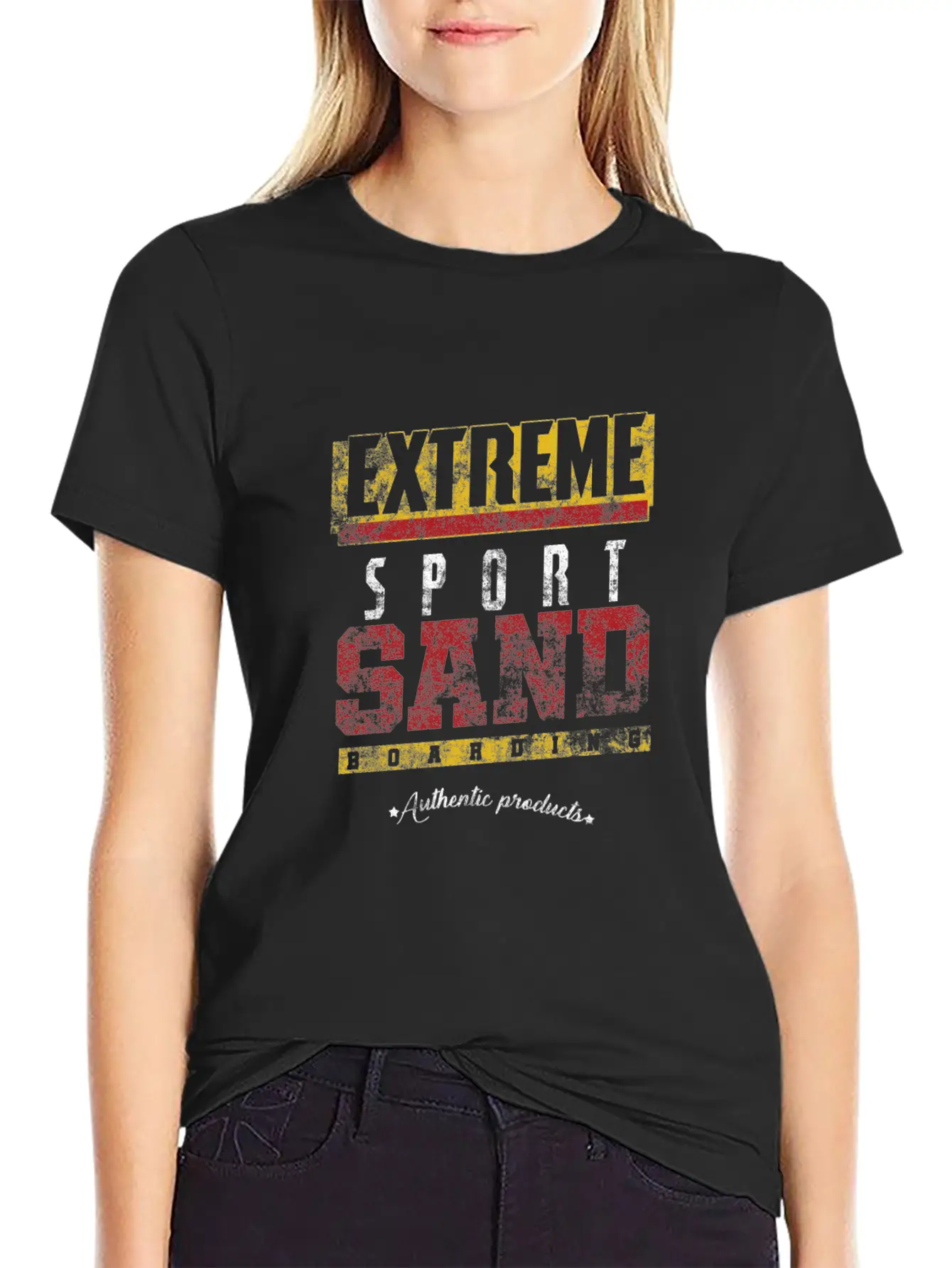 Distressed Extreme Sports Sand Boarding Stylish Everyday T-Shirt – Unisex Basic Cotton Tee