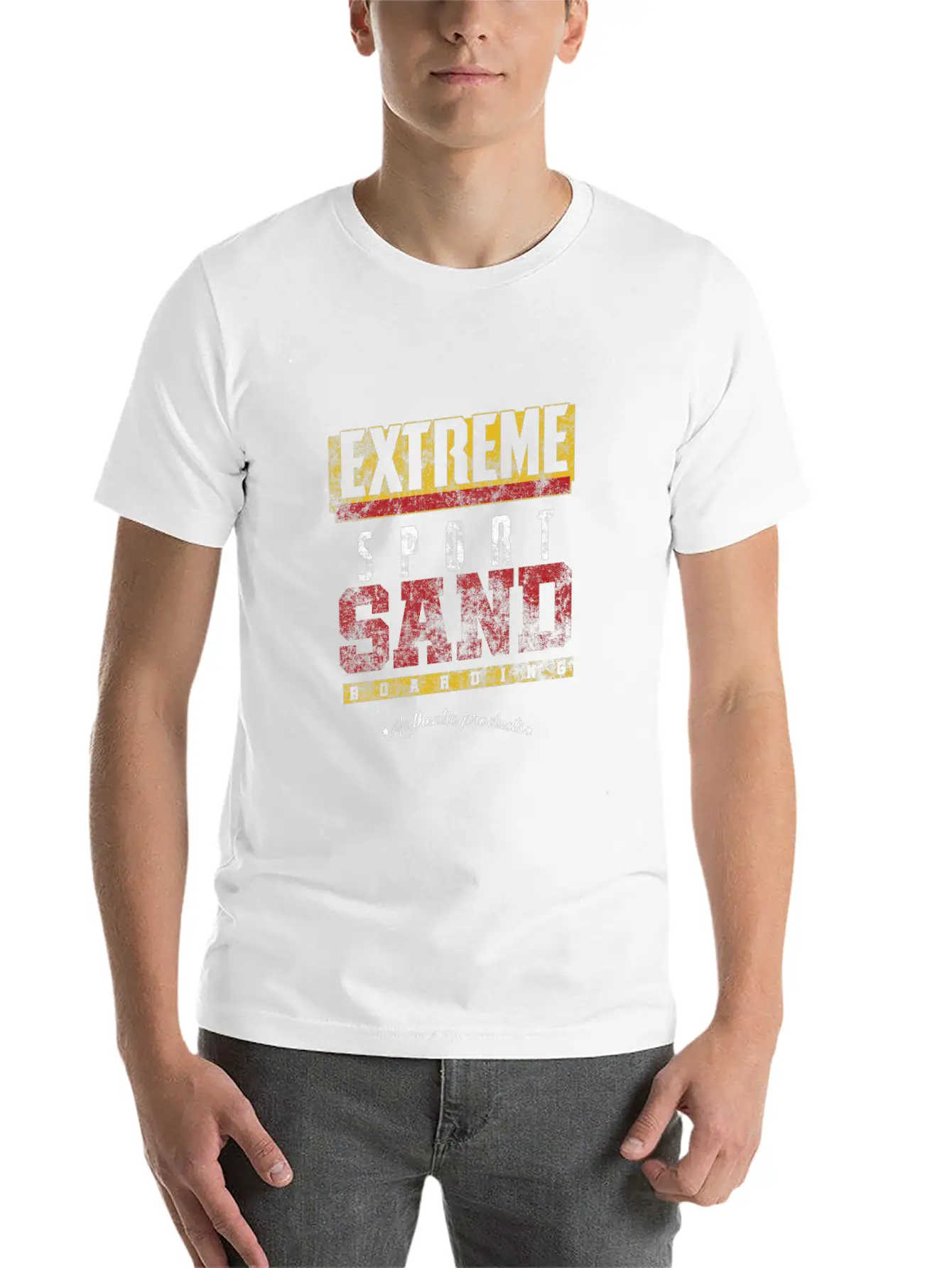 Distressed Extreme Sports Sand Boarding Stylish Everyday T-Shirt – Unisex Basic Cotton Tee