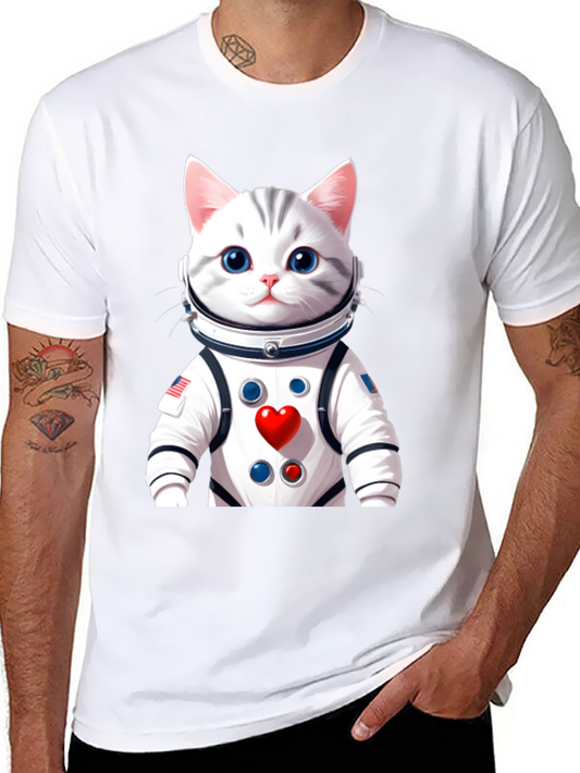 Astronaut Cat Graphic T-Shirt - Space Lover Tee