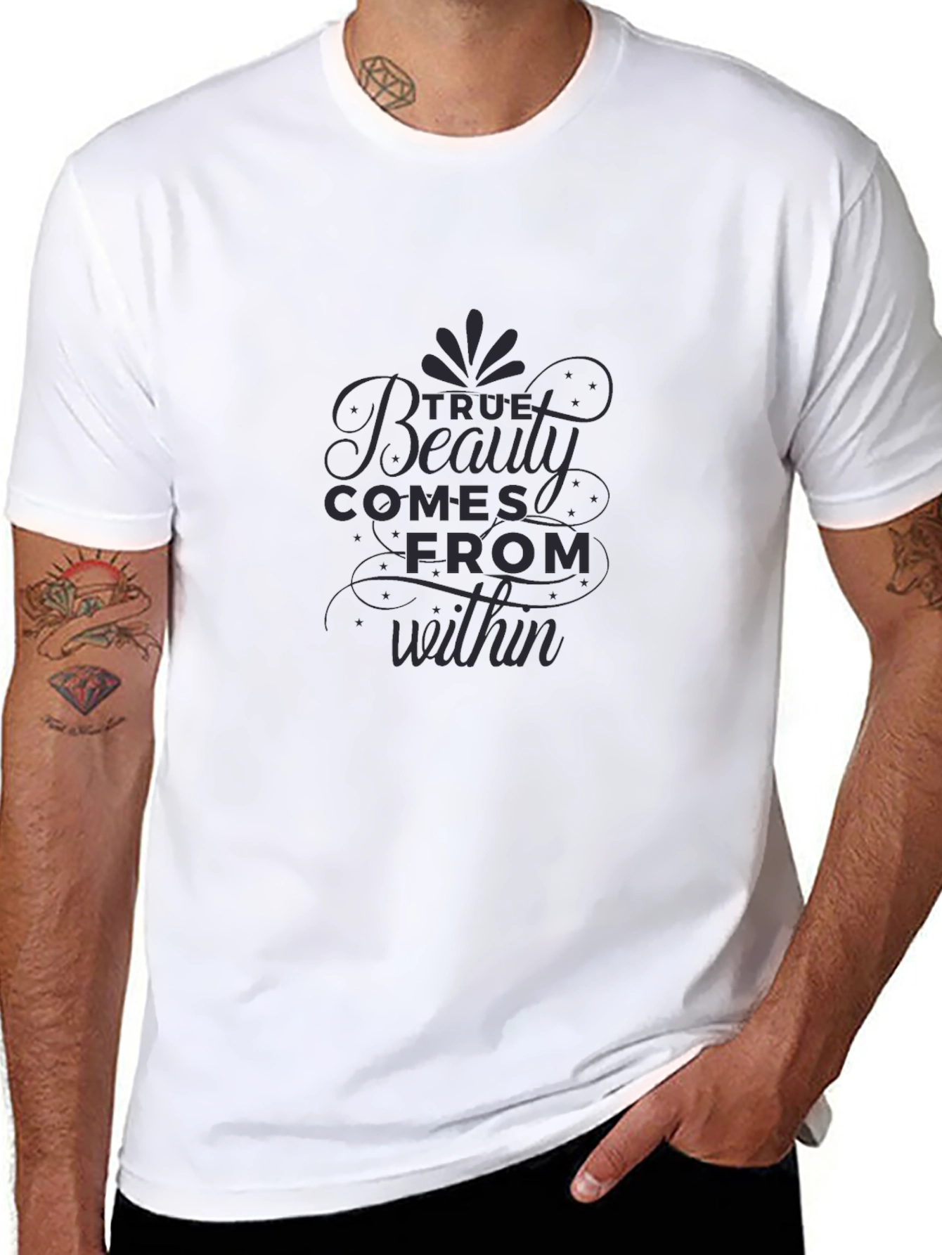 True Beauty Within Graphic Tee - Stylish Black T-Shirt