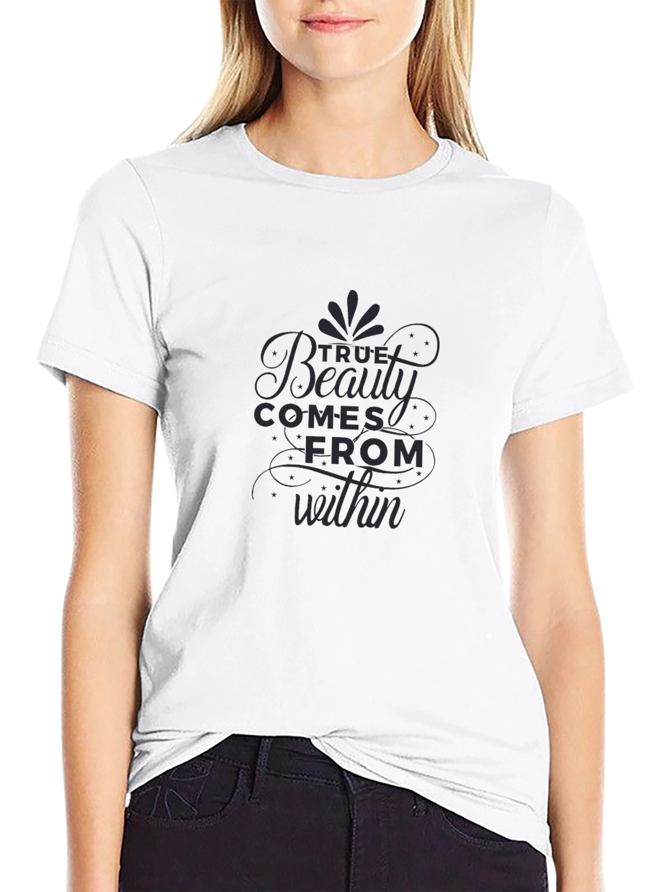 True Beauty Within Graphic Tee - Stylish Black T-Shirt