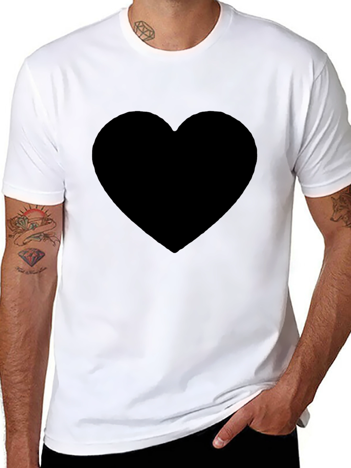 Black Heart Graphic Tee - Mens Crew Neck T-Shirt