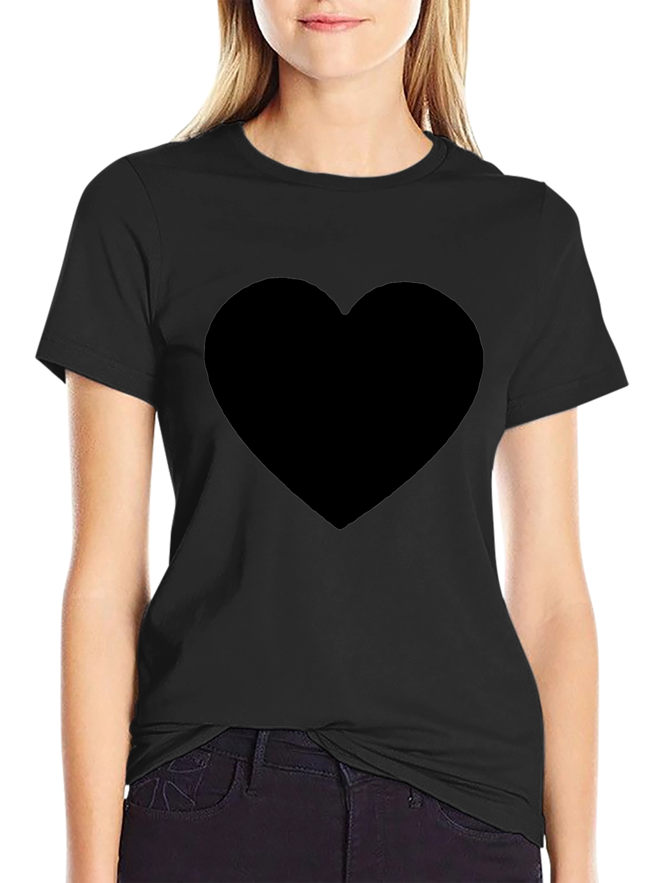 Black Heart Graphic Tee - Mens Crew Neck T-Shirt