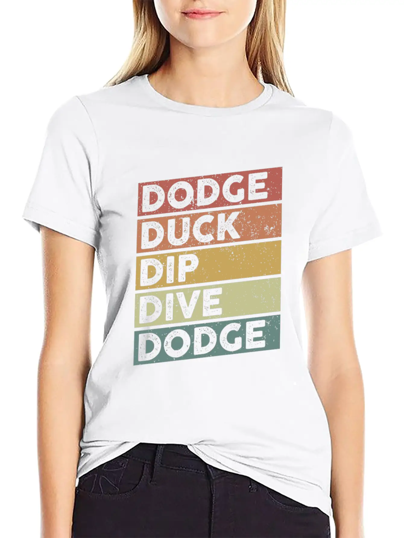 Dodge Duck Dip Dive Dodge Funny Dodgeball Design Timeless Short Sleeve Tee – Comfy And Minimalist Design