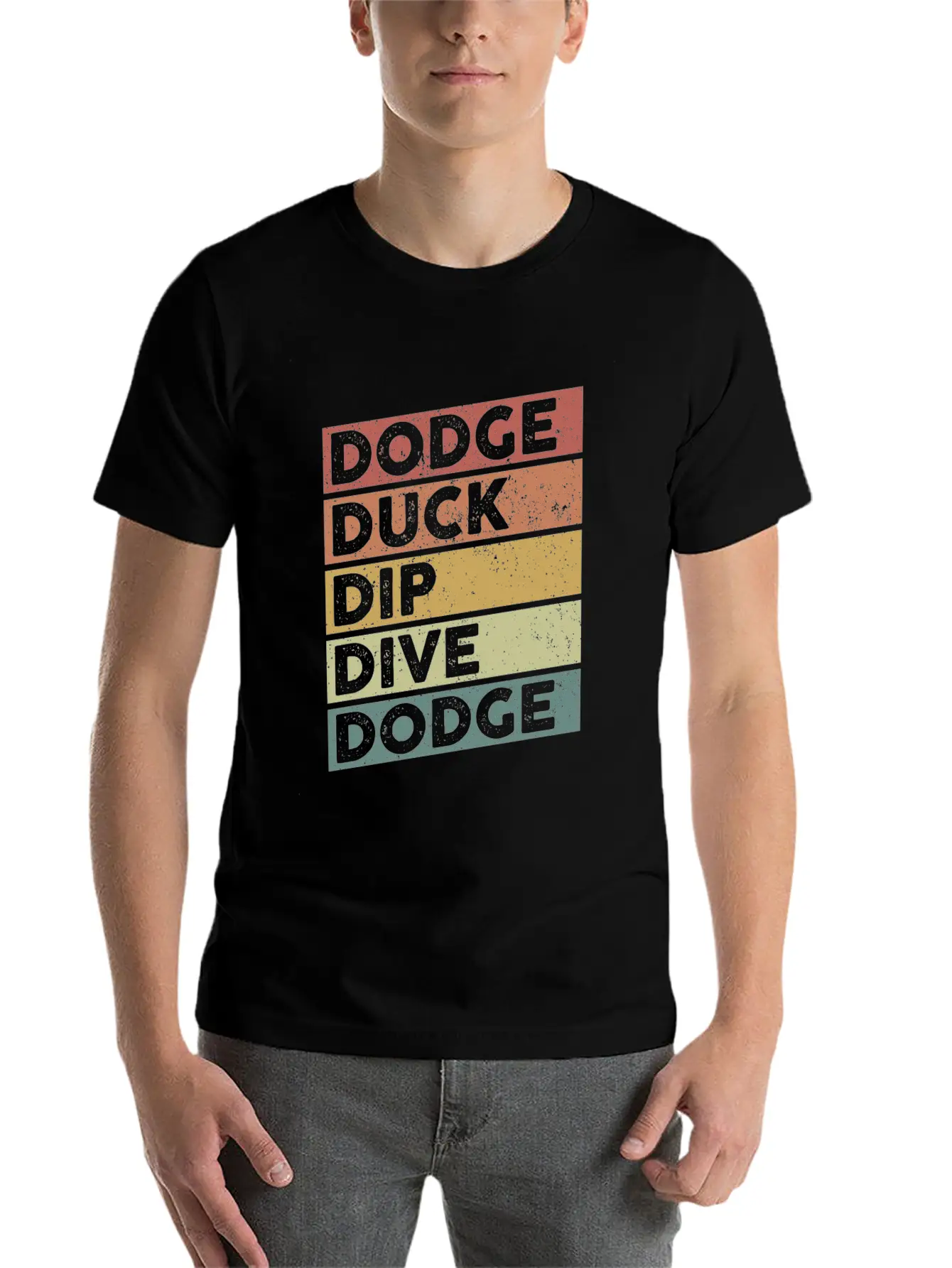 Dodge Duck Dip Dive Dodge Funny Dodgeball Design Timeless Short Sleeve Tee – Comfy And Minimalist Design