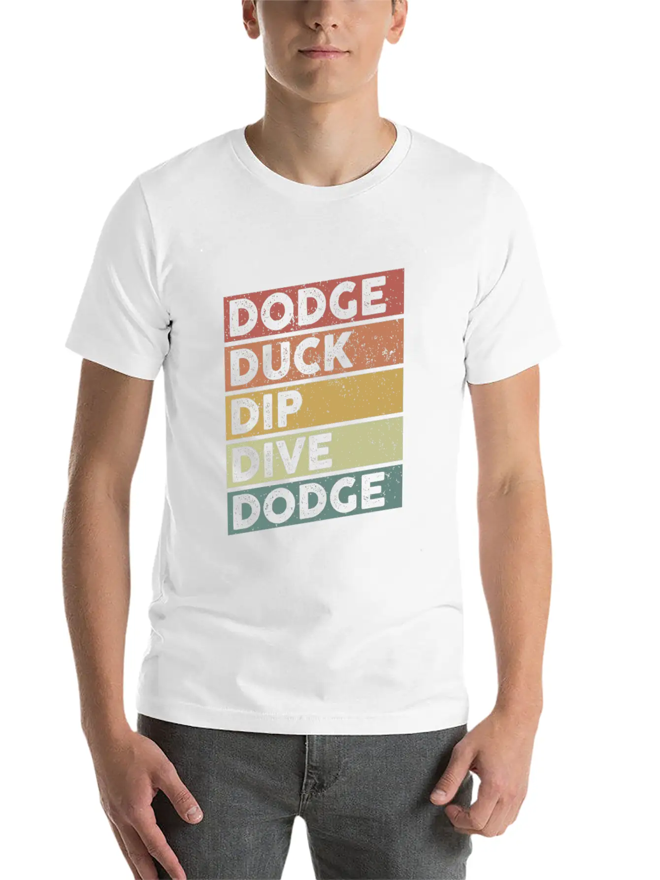 Dodge Duck Dip Dive Dodge Funny Dodgeball Design Timeless Short Sleeve Tee – Comfy And Minimalist Design