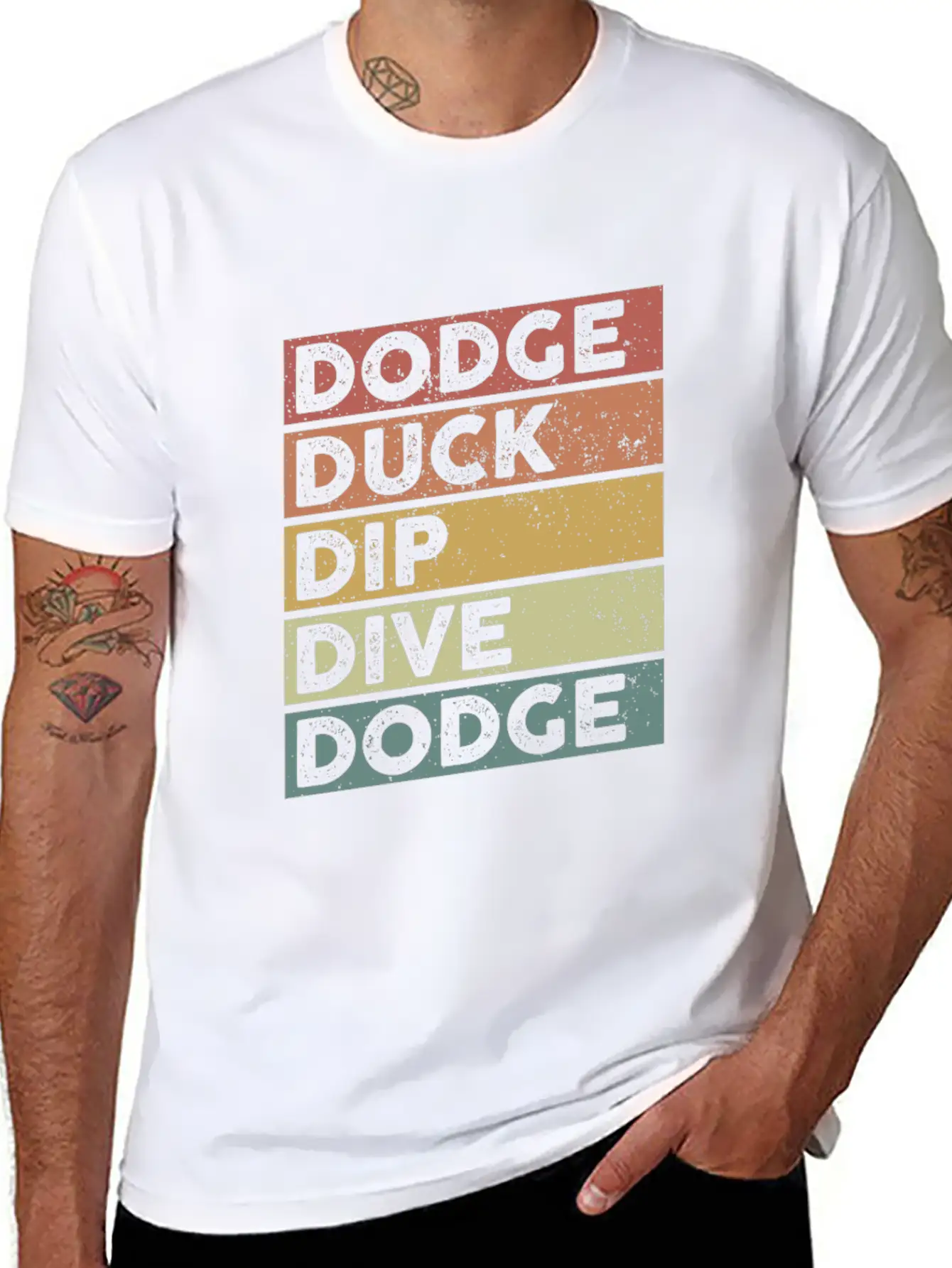 Dodge Duck Dip Dive Dodge Funny Dodgeball Design Timeless Short Sleeve Tee – Comfy And Minimalist Design