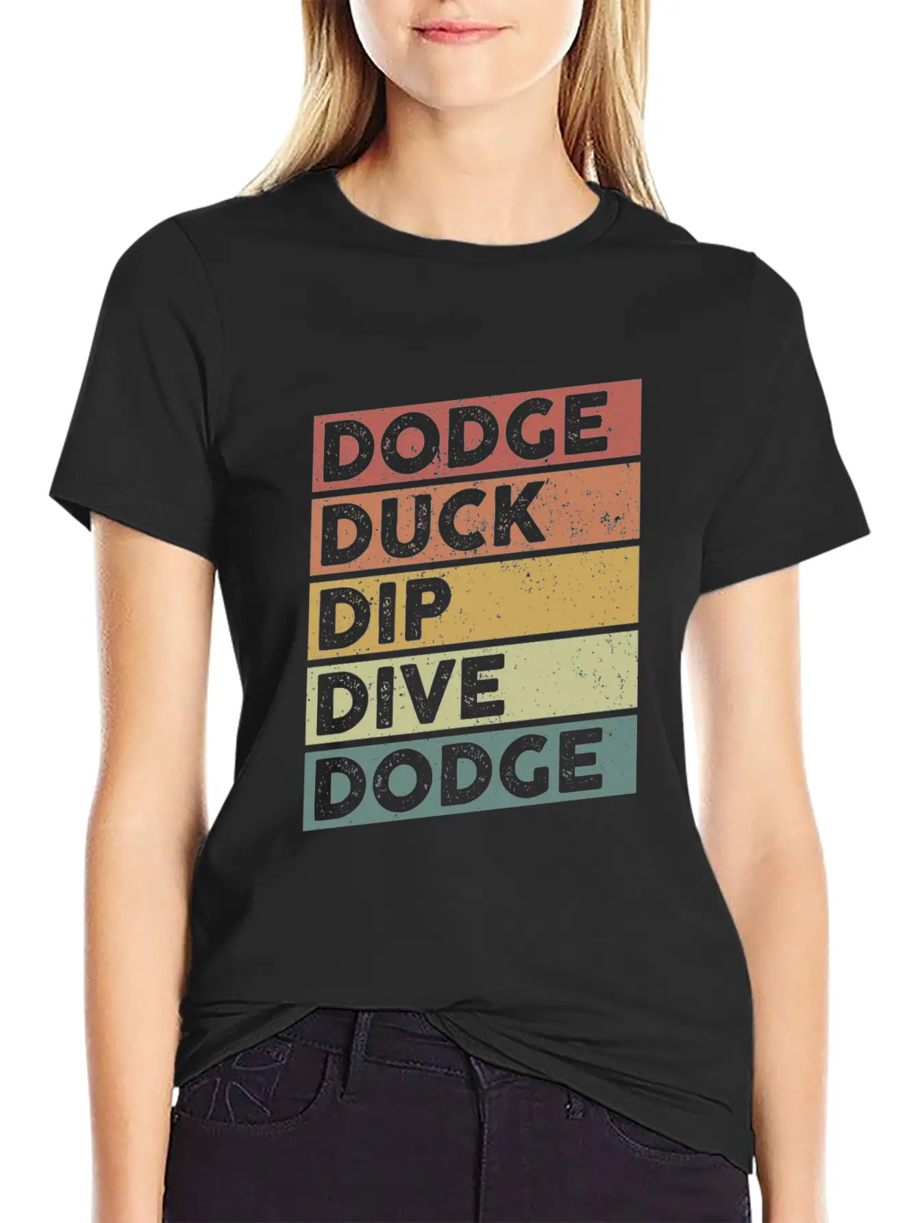 Dodge Duck Dip Dive Dodge Funny Dodgeball Design Timeless Short Sleeve Tee – Comfy And Minimalist Design