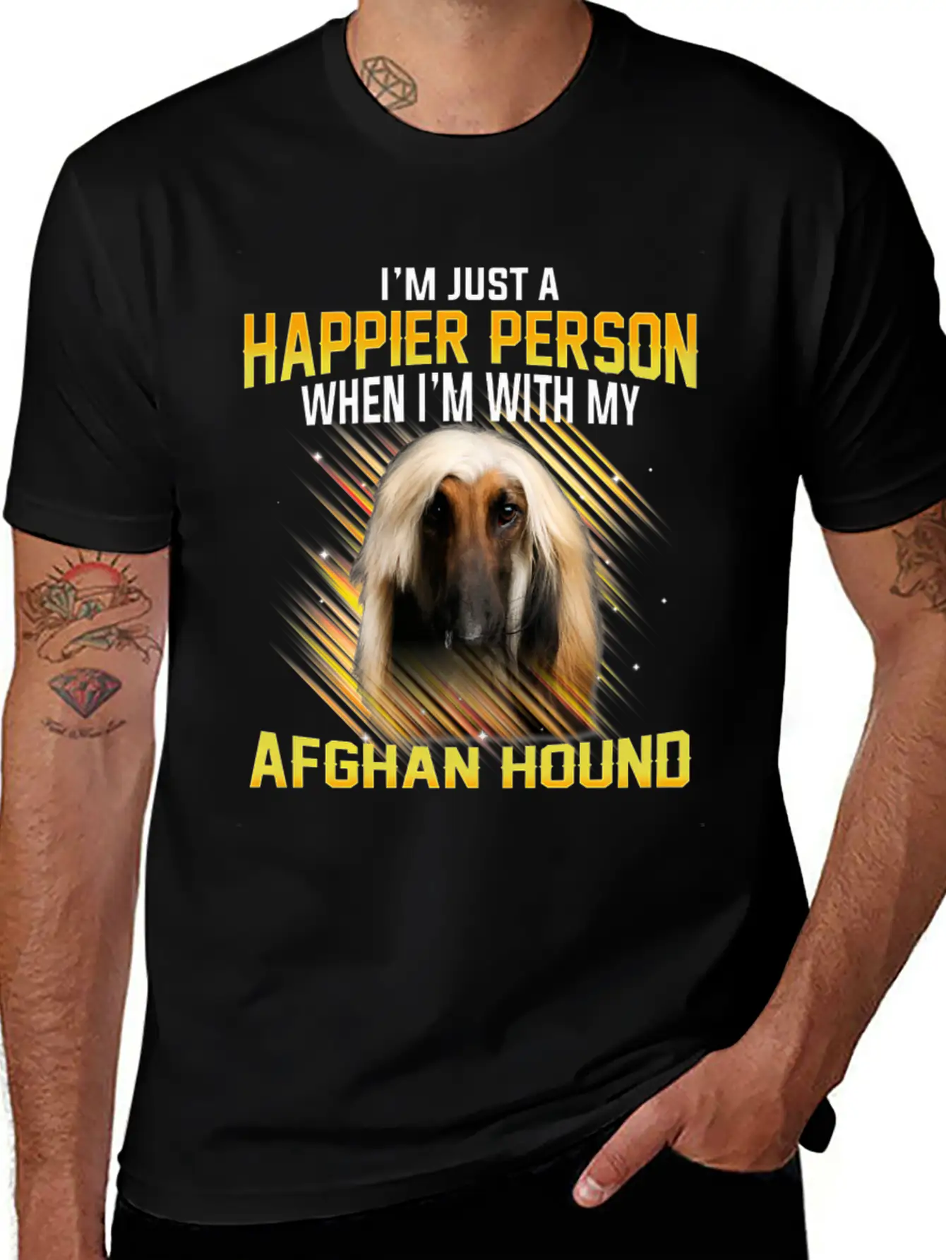 Dog Afhan Hound Im Just A Happier Person Comfortable Minimalist Graphic Tee – Summer Style Essential