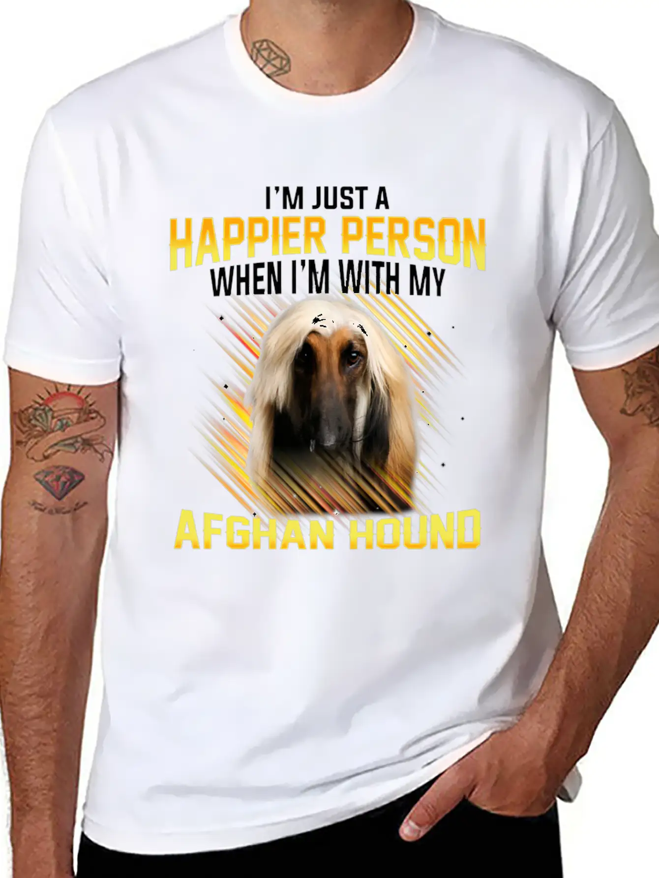 Dog Afhan Hound Im Just A Happier Person Comfortable Minimalist Graphic Tee – Summer Style Essential