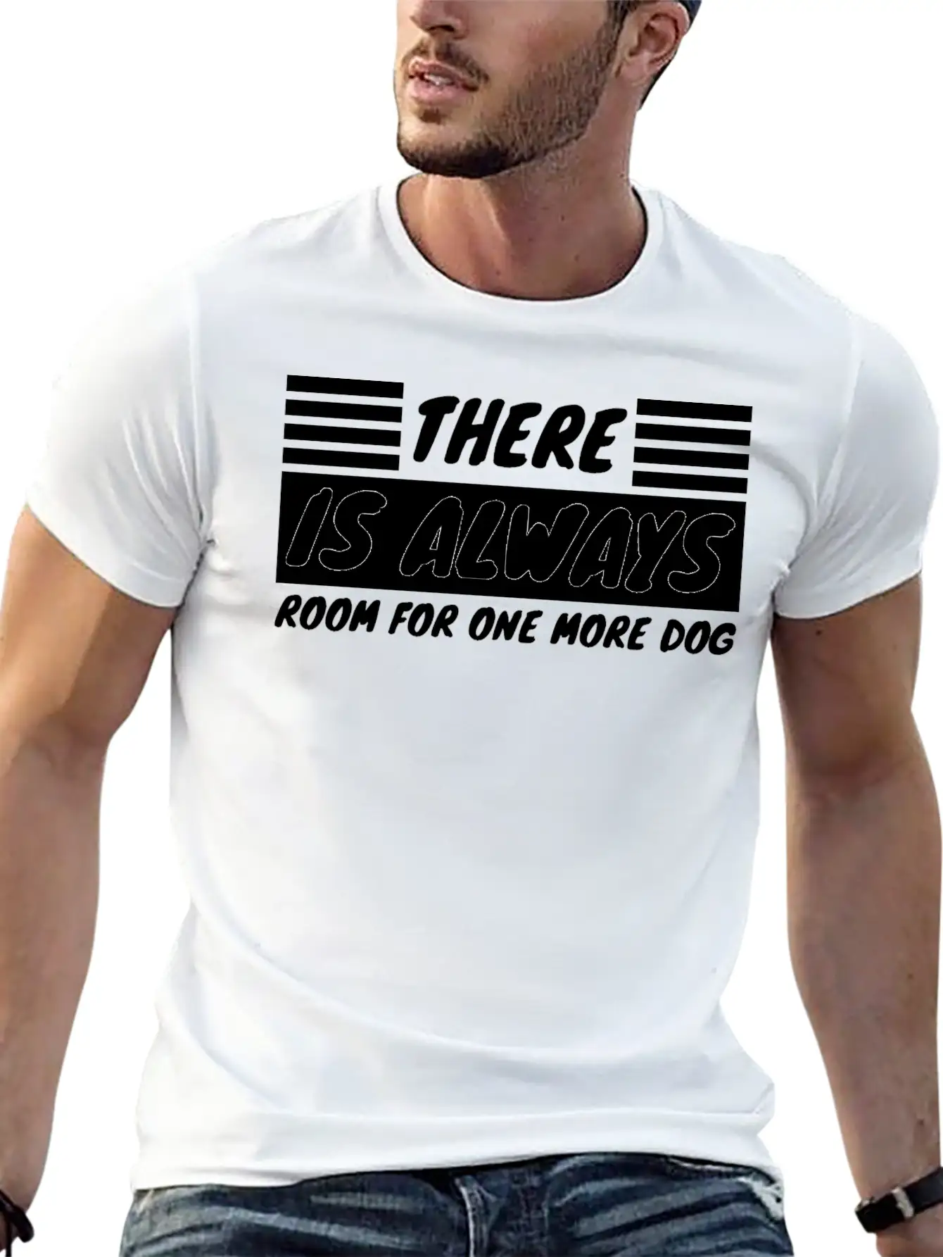 Dog - Always Room For One More Dog Unisex Short Sleeve Soft Cotton T-Shirt – Casual Everyday Wear