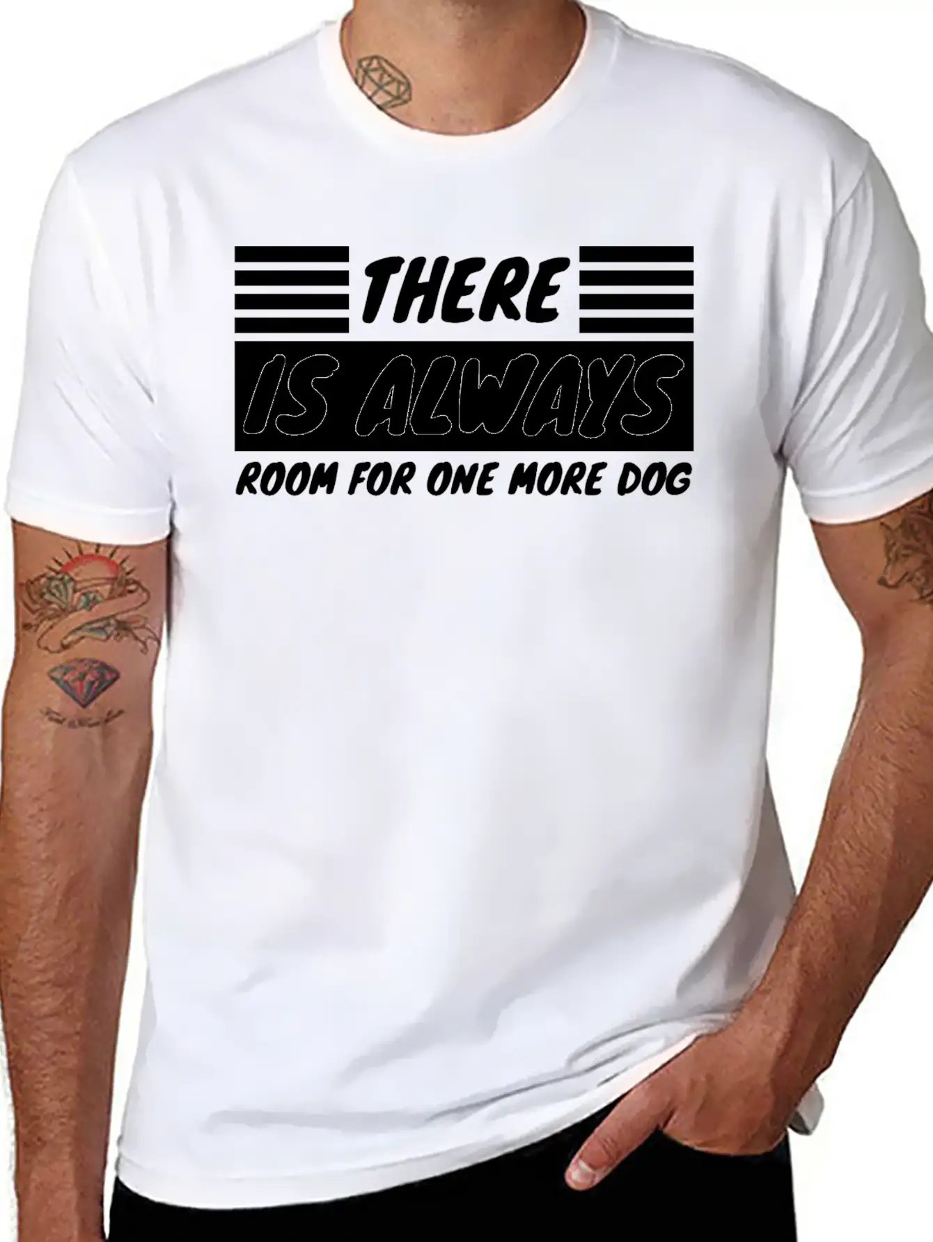 Dog - Always Room For One More Dog Unisex Short Sleeve Soft Cotton T-Shirt – Casual Everyday Wear
