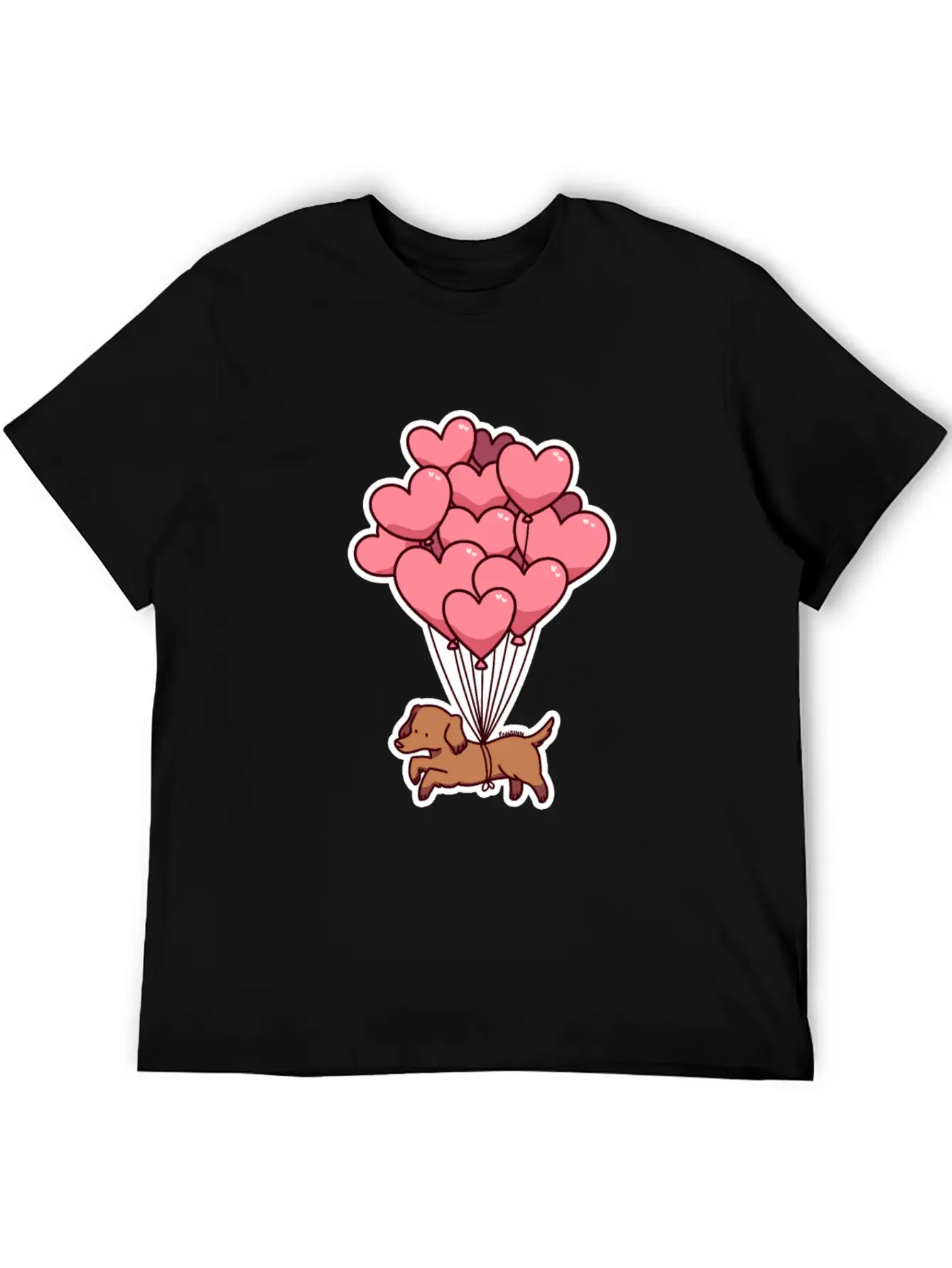 Dog Balloon Heart Love Gift Friend Animal Unisex Short Sleeve Soft Cotton T-Shirt – Casual Everyday Wear