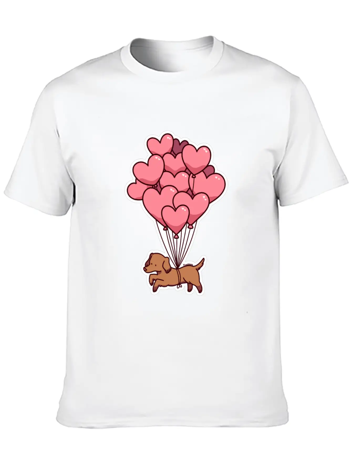Dog Balloon Heart Love Gift Friend Animal Unisex Short Sleeve Soft Cotton T-Shirt – Casual Everyday Wear
