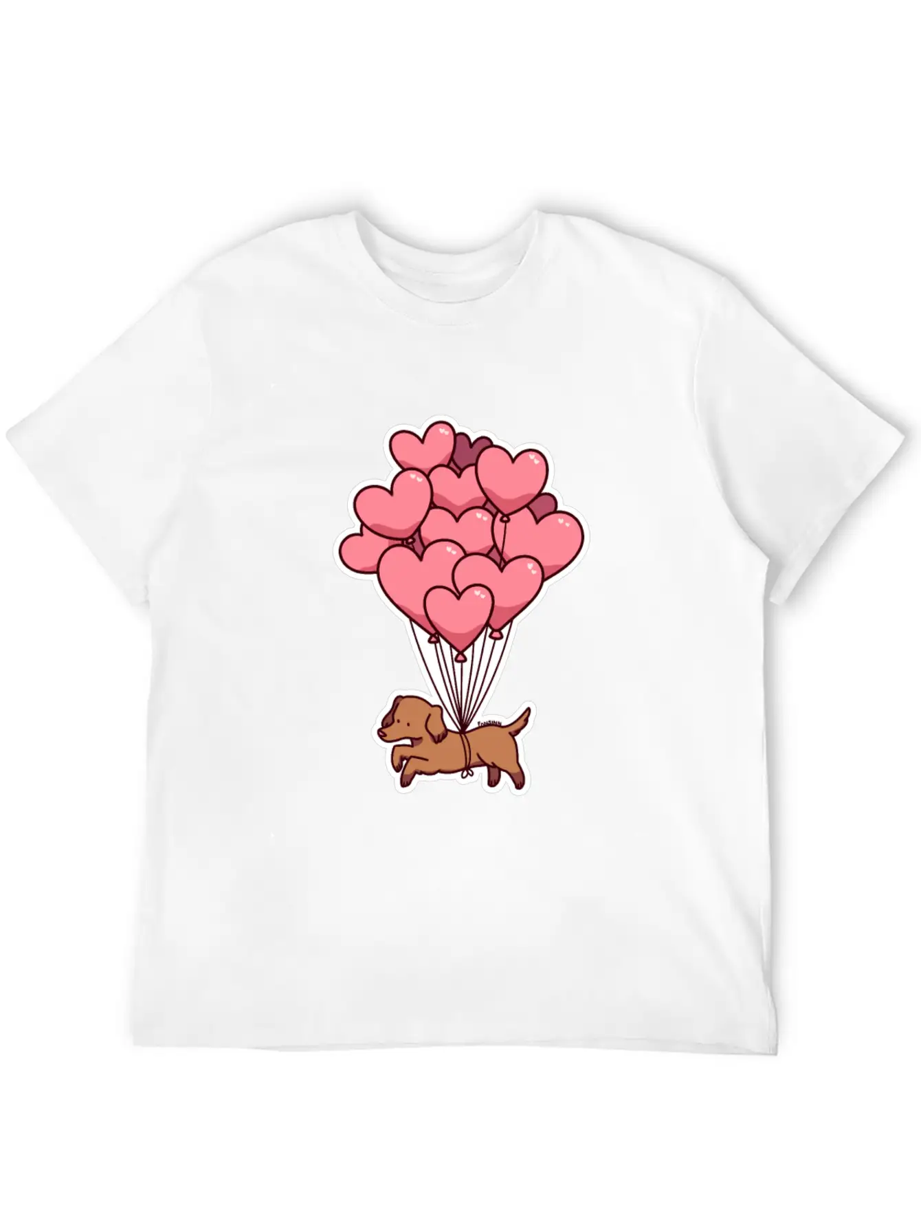 Dog Balloon Heart Love Gift Friend Animal Unisex Short Sleeve Soft Cotton T-Shirt – Casual Everyday Wear