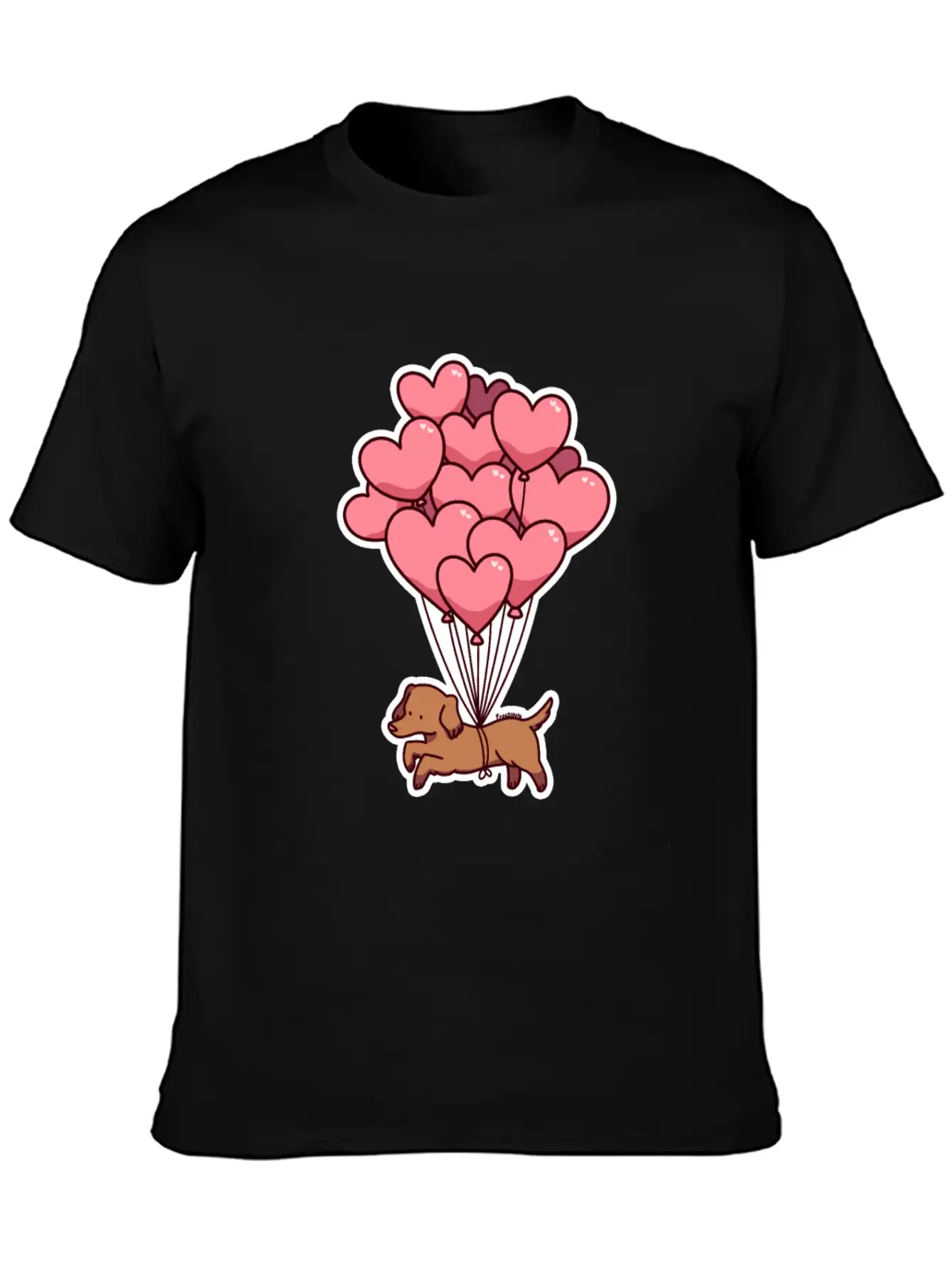 Dog Balloon Heart Love Gift Friend Animal Unisex Short Sleeve Soft Cotton T-Shirt – Casual Everyday Wear