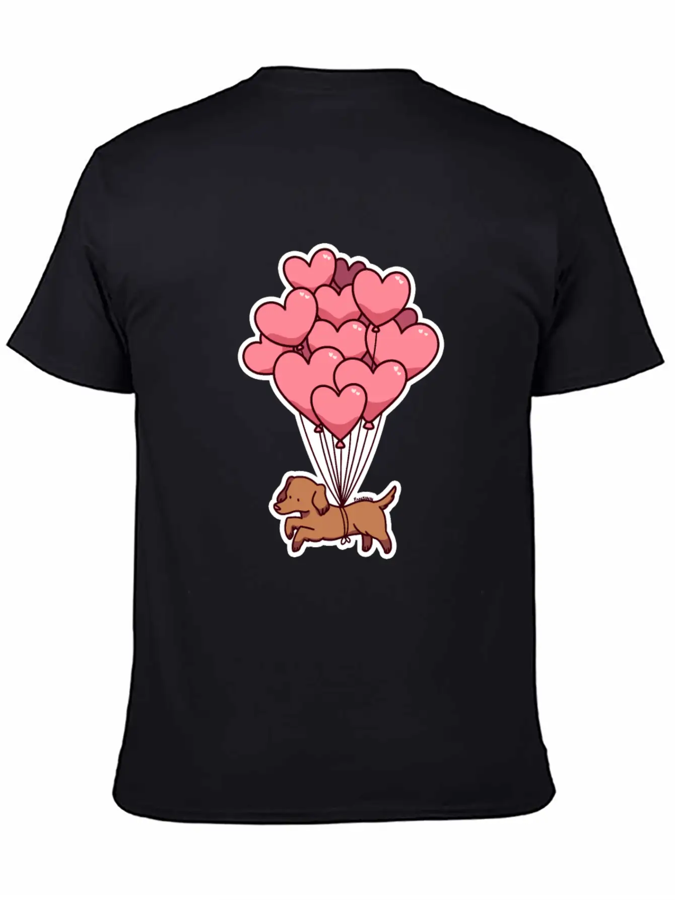 Dog Balloon Heart Love Gift Friend Animal Unisex Short Sleeve Soft Cotton T-Shirt – Casual Everyday Wear