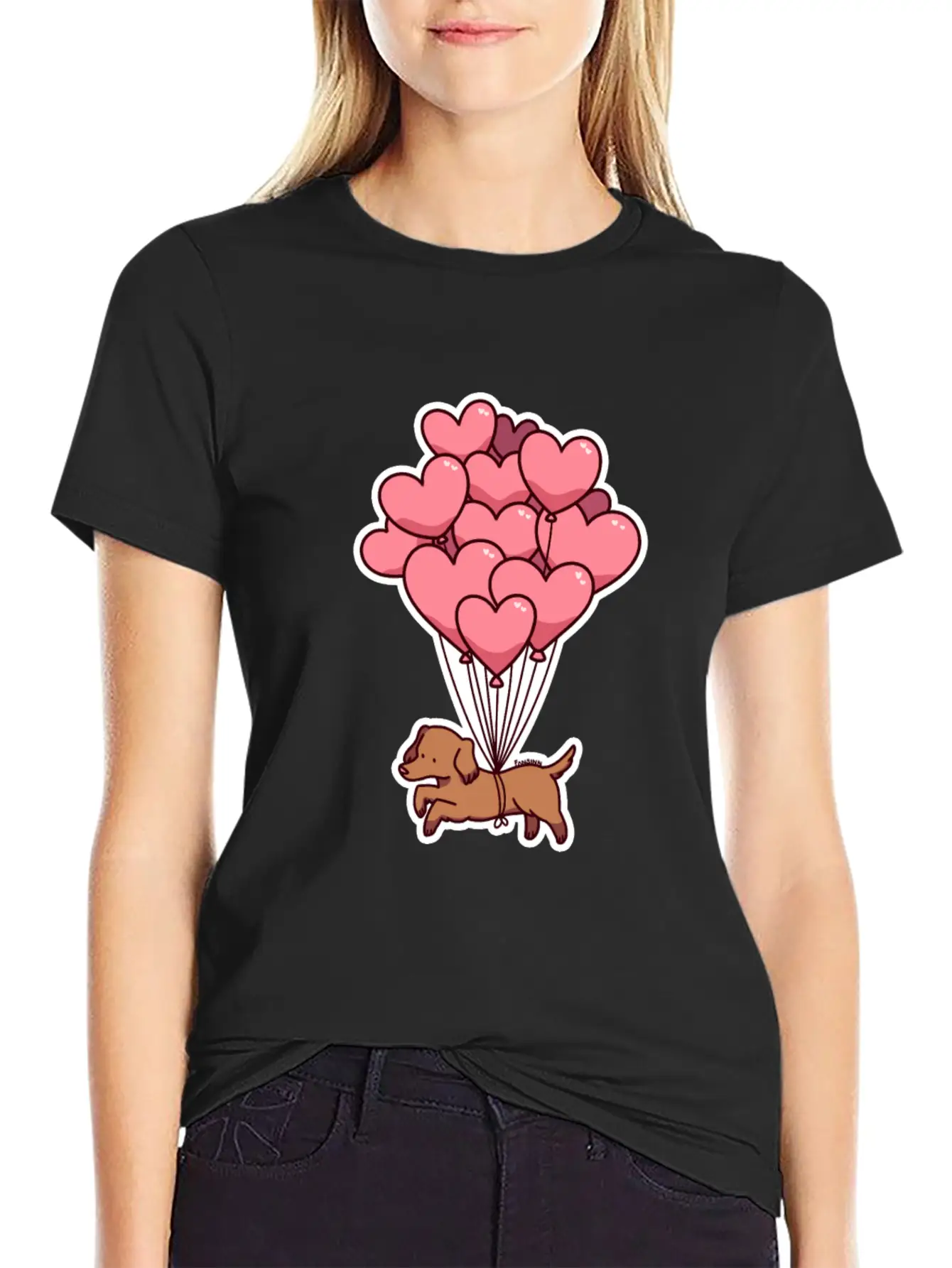 Dog Balloon Heart Love Gift Friend Animal Unisex Short Sleeve Soft Cotton T-Shirt – Casual Everyday Wear