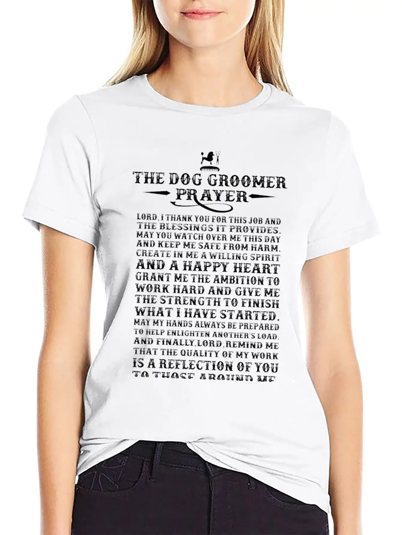 Dog Groomer - The Dog Groomer Prayer T-shirt Essential Unisex Summer Tee – Soft Cotton Casual Fit