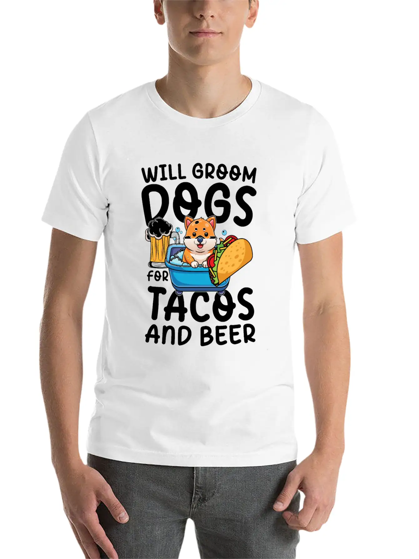 Dog Grooming Where Breeds Are Made Up Stylish Everyday T-Shirt – Unisex Basic Cotton Tee