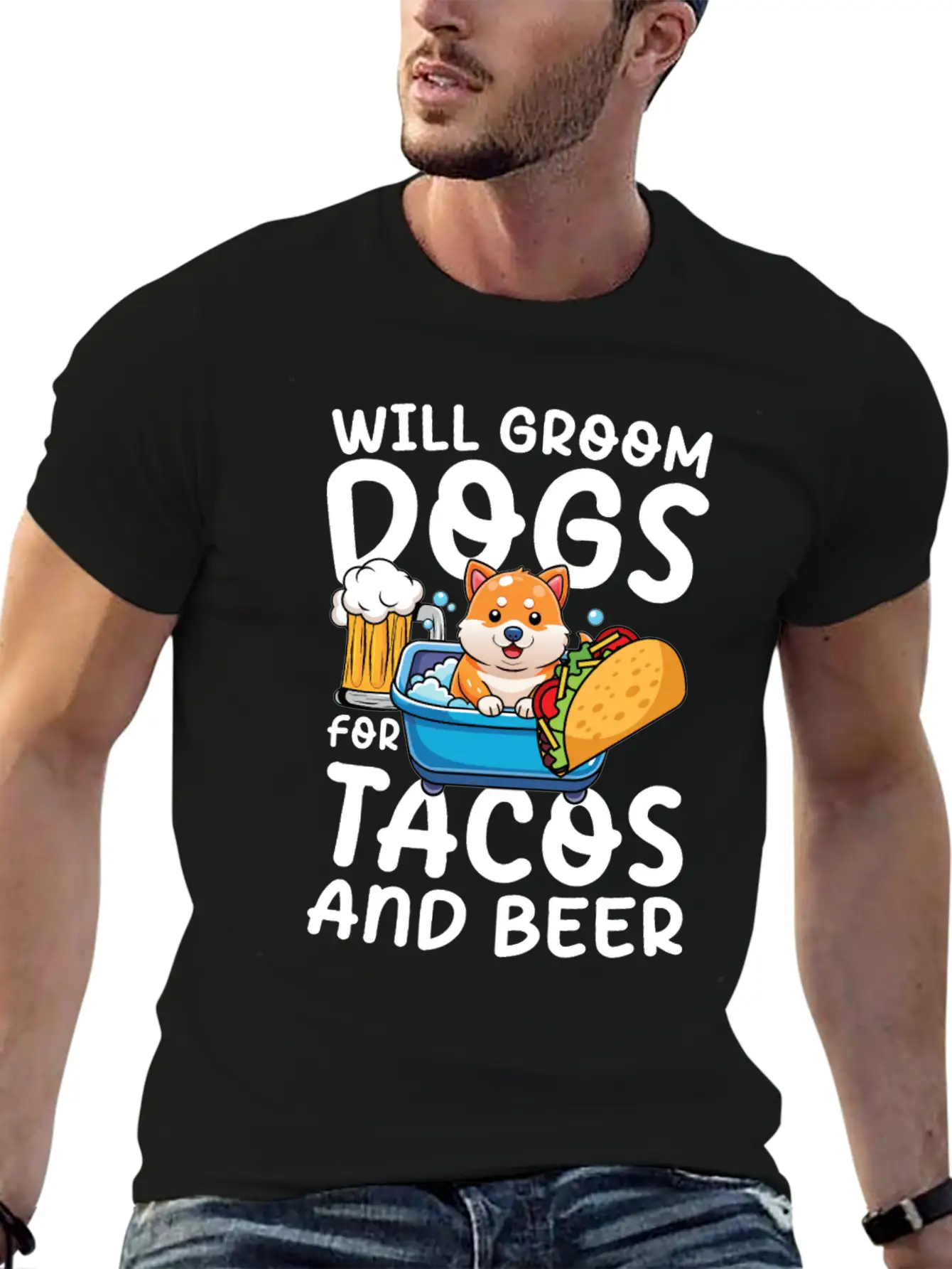 Dog Grooming Where Breeds Are Made Up Stylish Everyday T-Shirt – Unisex Basic Cotton Tee