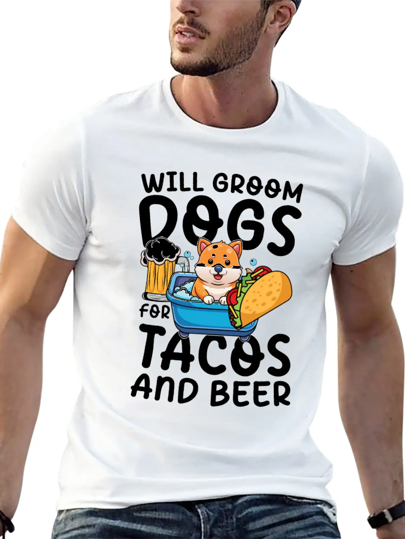 Dog Grooming Where Breeds Are Made Up Stylish Everyday T-Shirt – Unisex Basic Cotton Tee